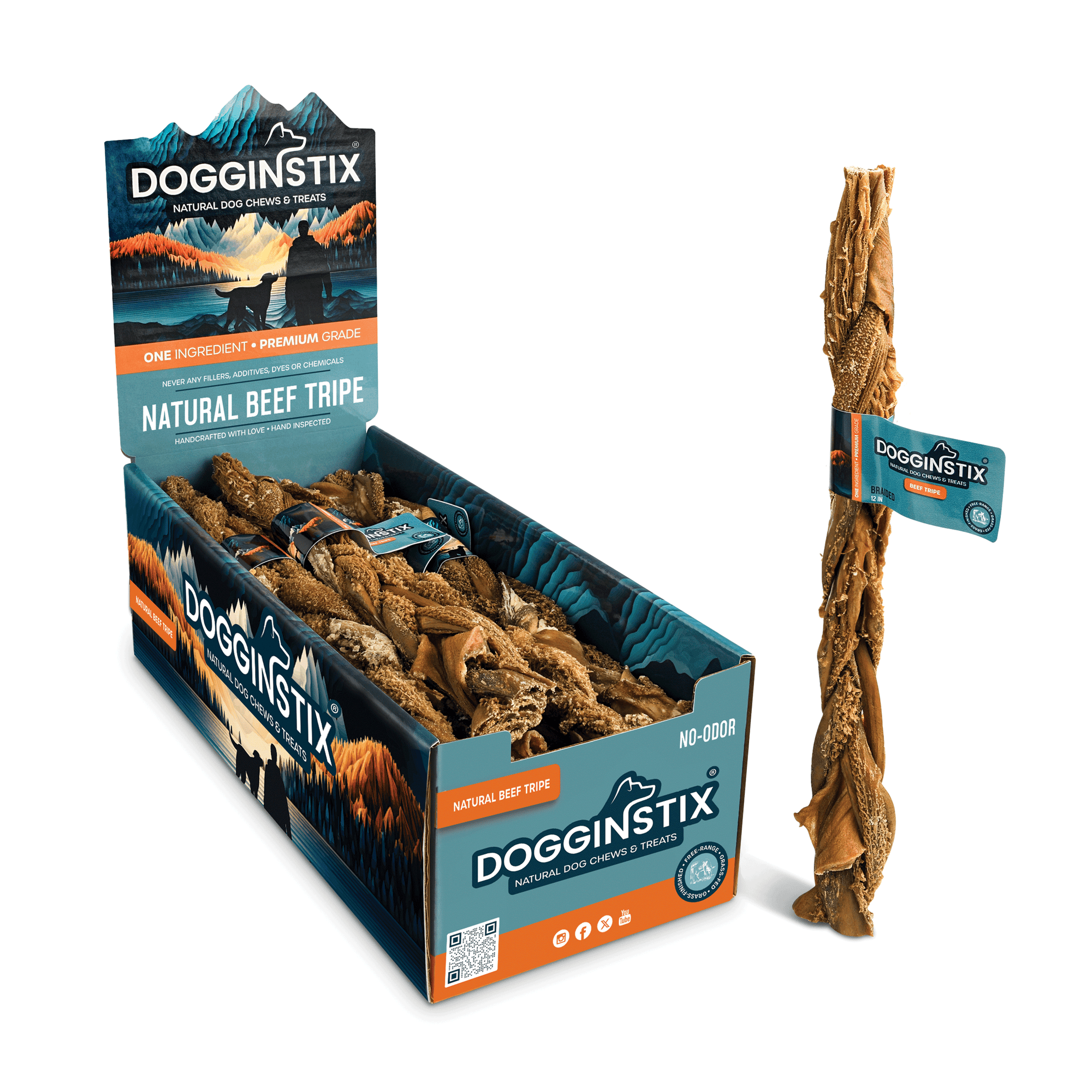 Dogginstix - 12" Braided Beef Tripe Sticks