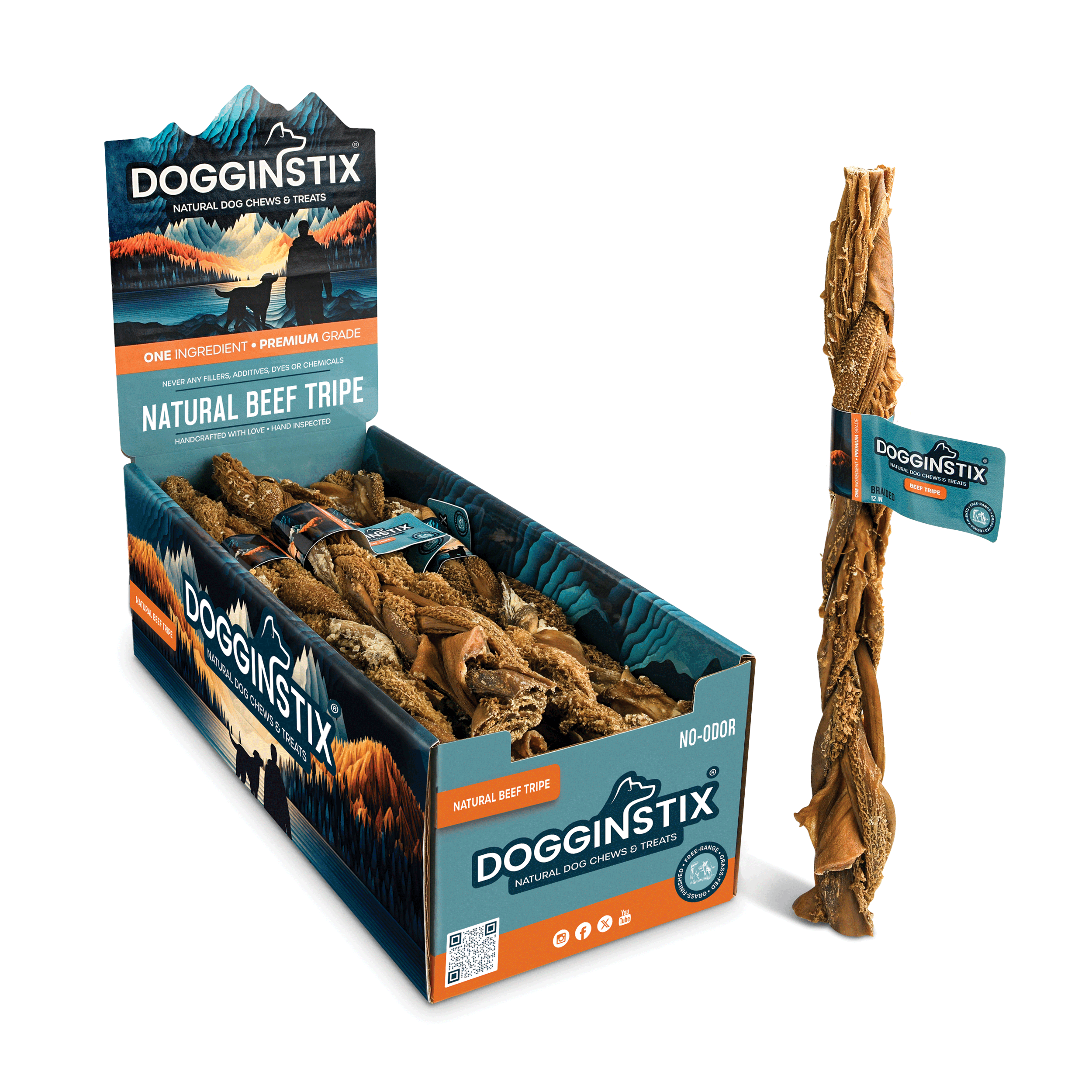 Dogginstix - 12" Braided Beef Tripe Sticks