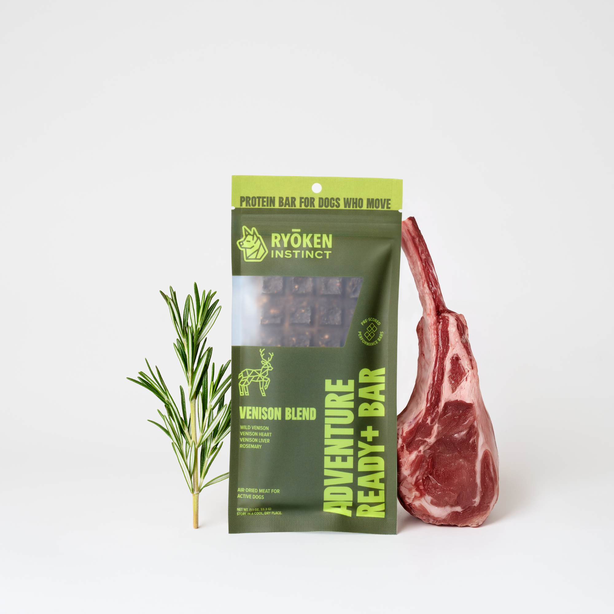 RYŌKEN INSTINCT - Venison Treat & Snack Bar for Active Dog - Energy & Recovery