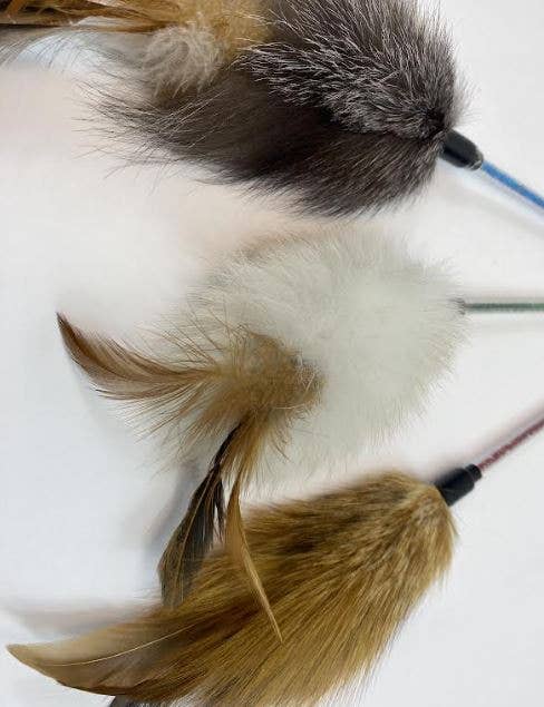 Dogs and Cats Oh My - Cat Wands with Rabbit Fur: Wood Wand with Fur