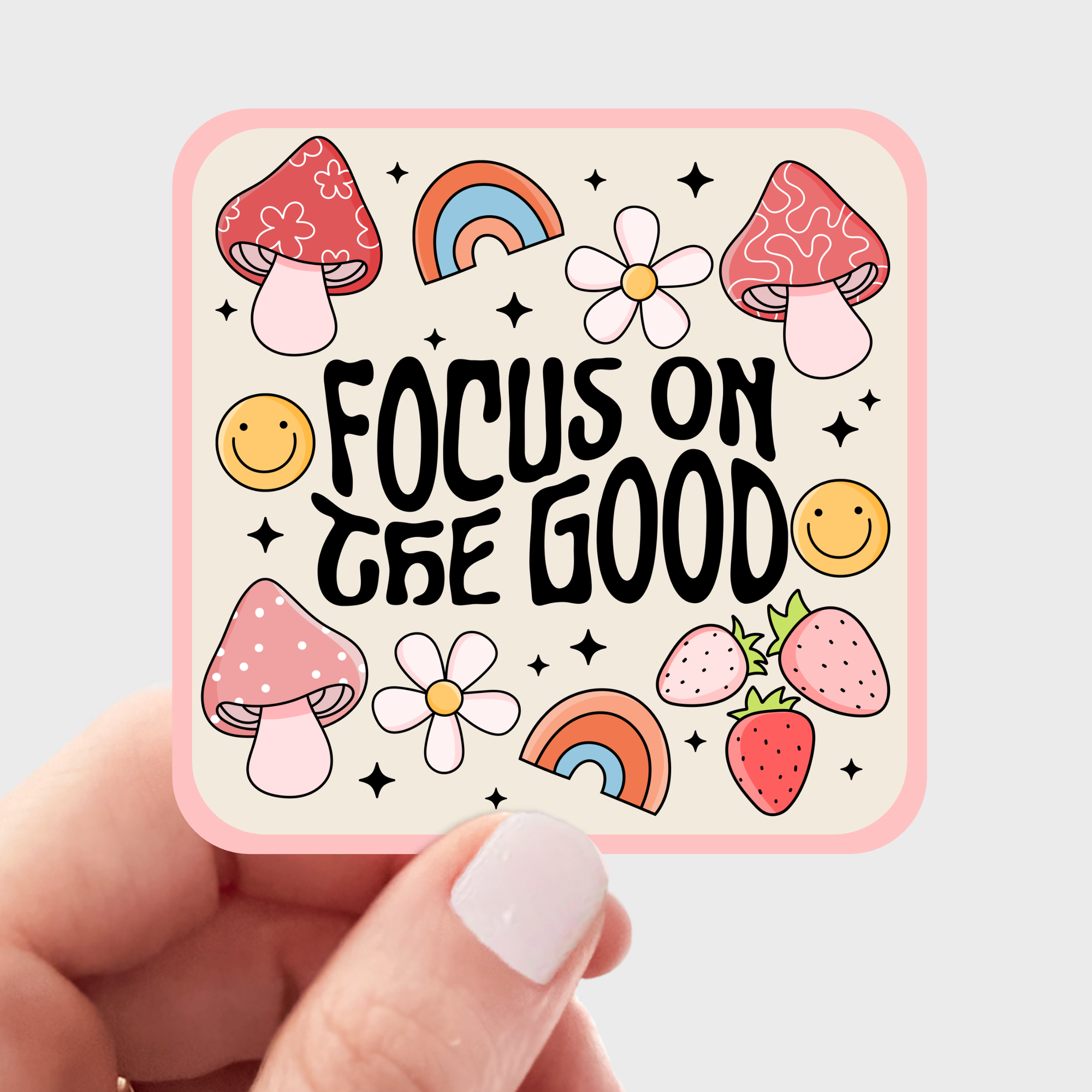 Yarnival - Focus on the Good Sticker - yellow, kindness, mental health