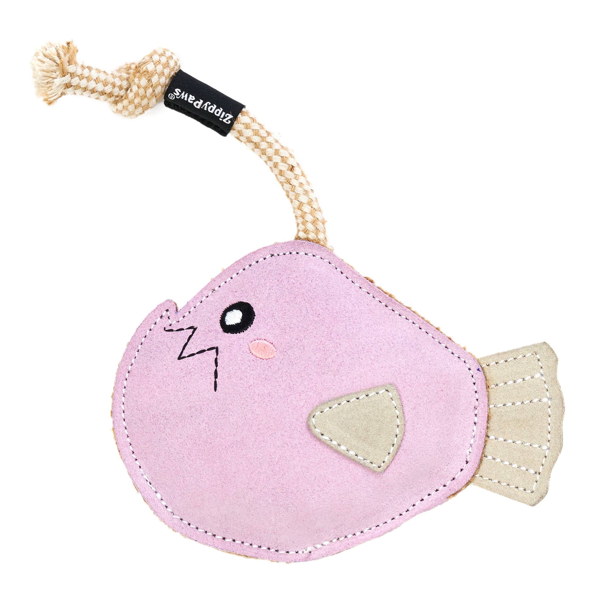ZippyPaws - EcoZippy Suede and Rope Buddies - Angler Fish - Dog Toy