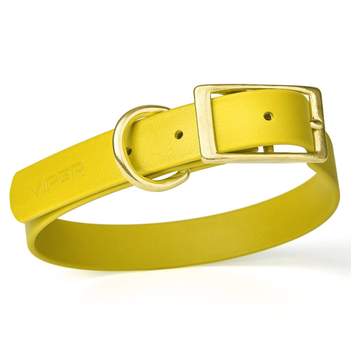Dogline - Viper Biothane Waterproof Collar - Brass Hardware: Neon Yellow / 22"-25" / 1"