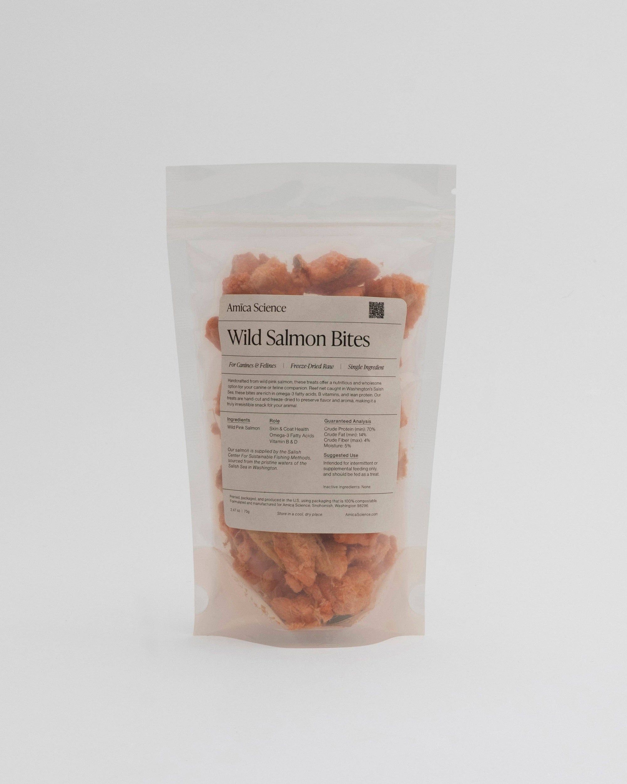Amica Science - Wild Salmon Bites: Compostable Pouch (70g)