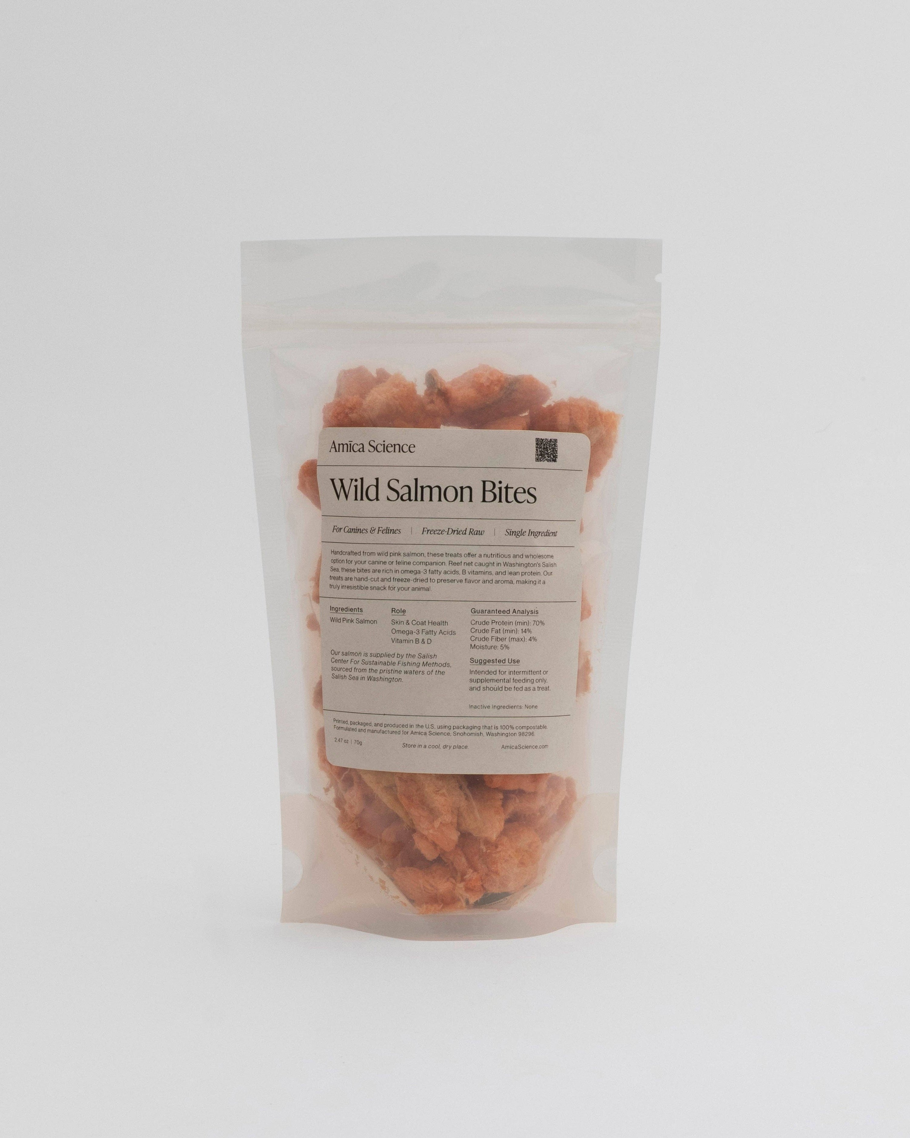 Amica Science - Wild Salmon Bites: Compostable Pouch (70g)