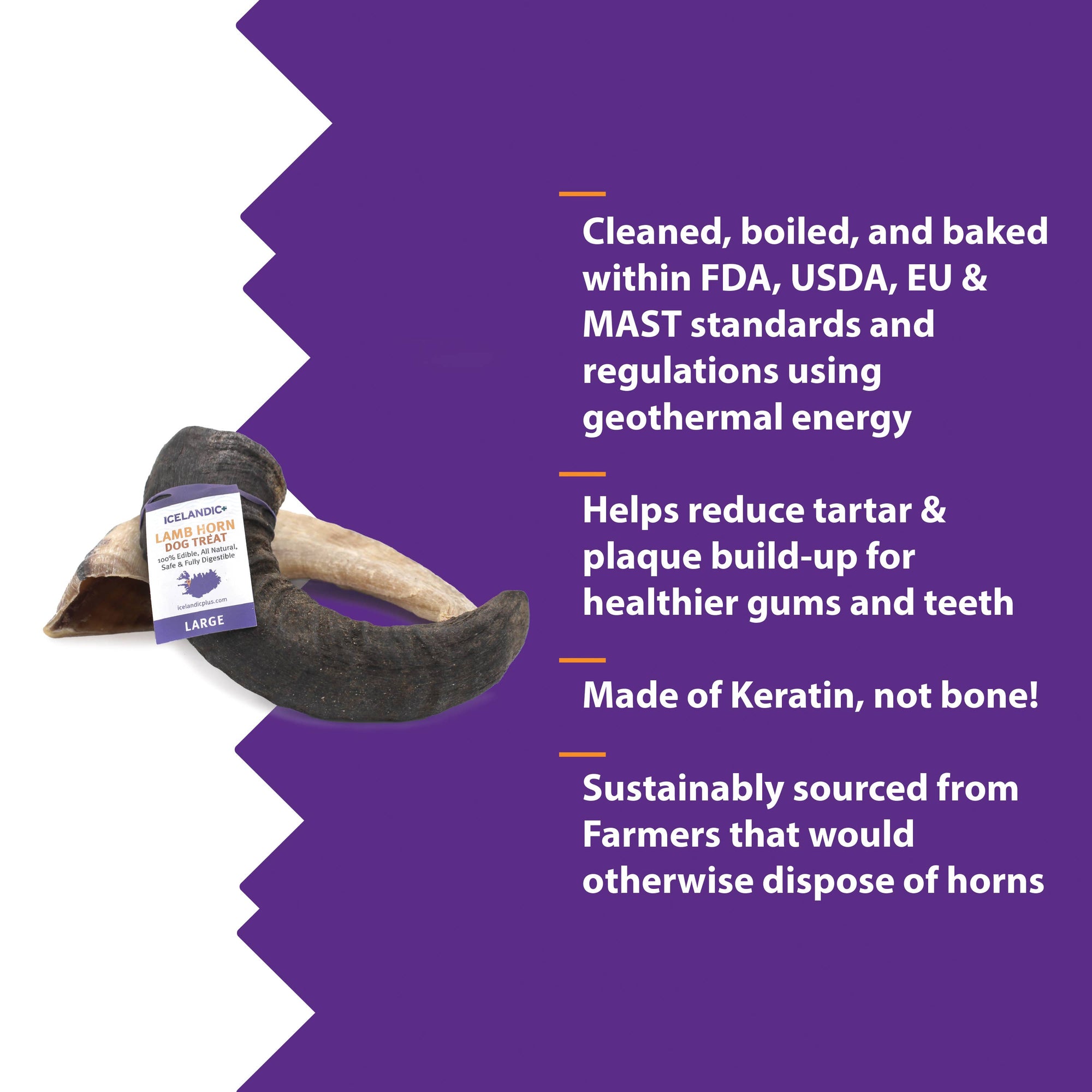 Icelandic+ - Icelandic+ Large Lamb Horn Dog Treat: 1-ct (single)