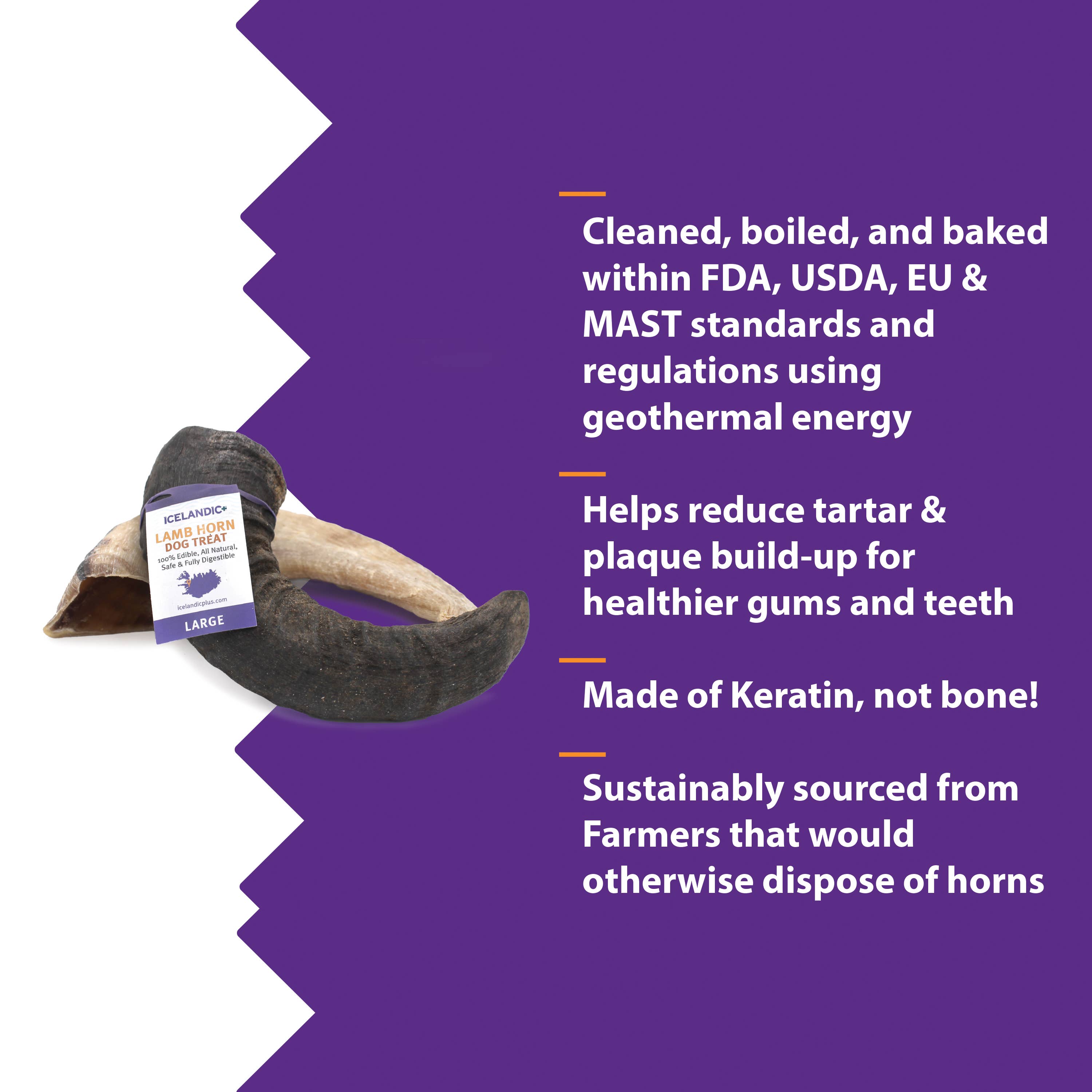Icelandic+ - Icelandic+ Large Lamb Horn Dog Treat: 1-ct (single)