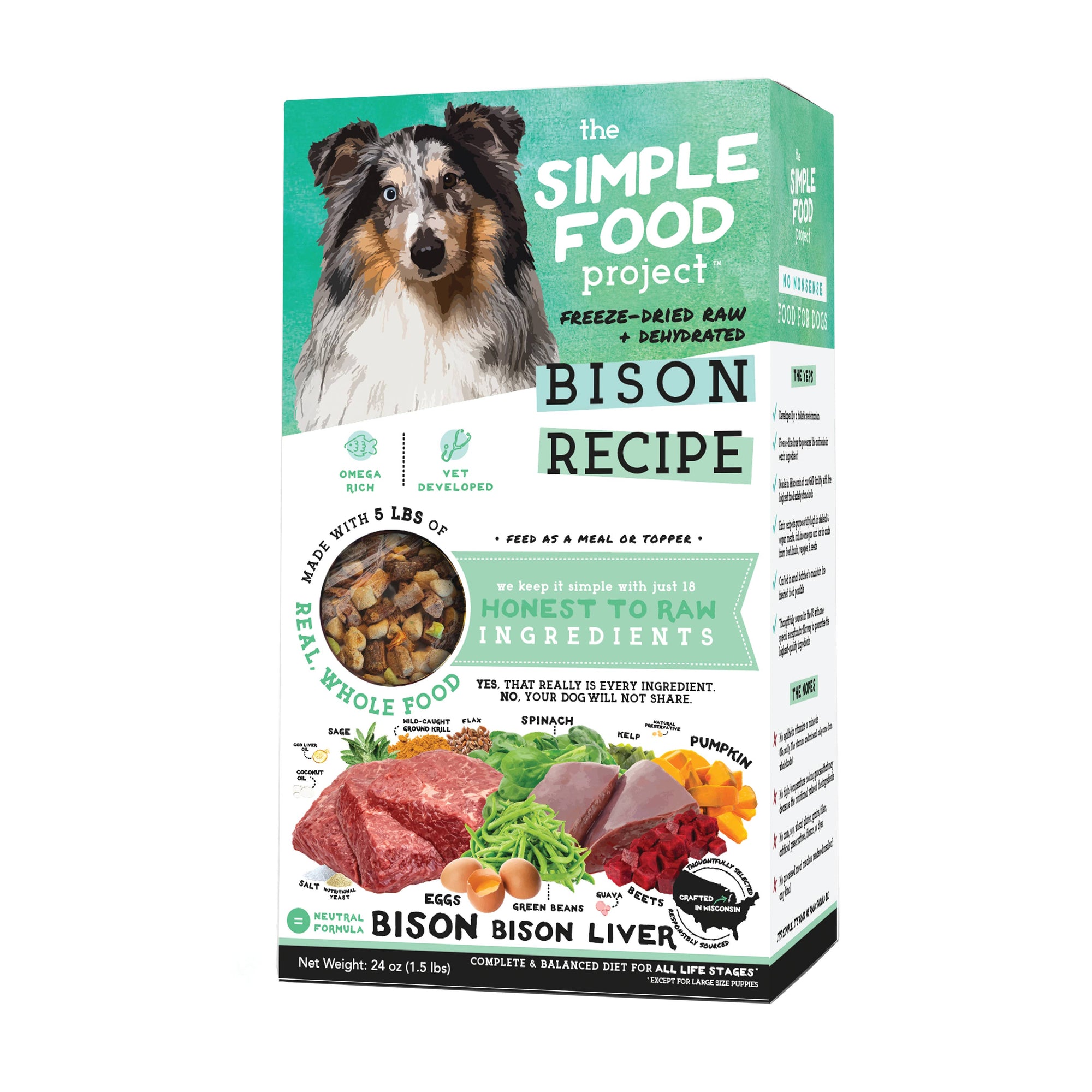 The Simple Food Project - Bison Recipe for Dogs: Original Nuggets / 24 oz (1.5-lb)