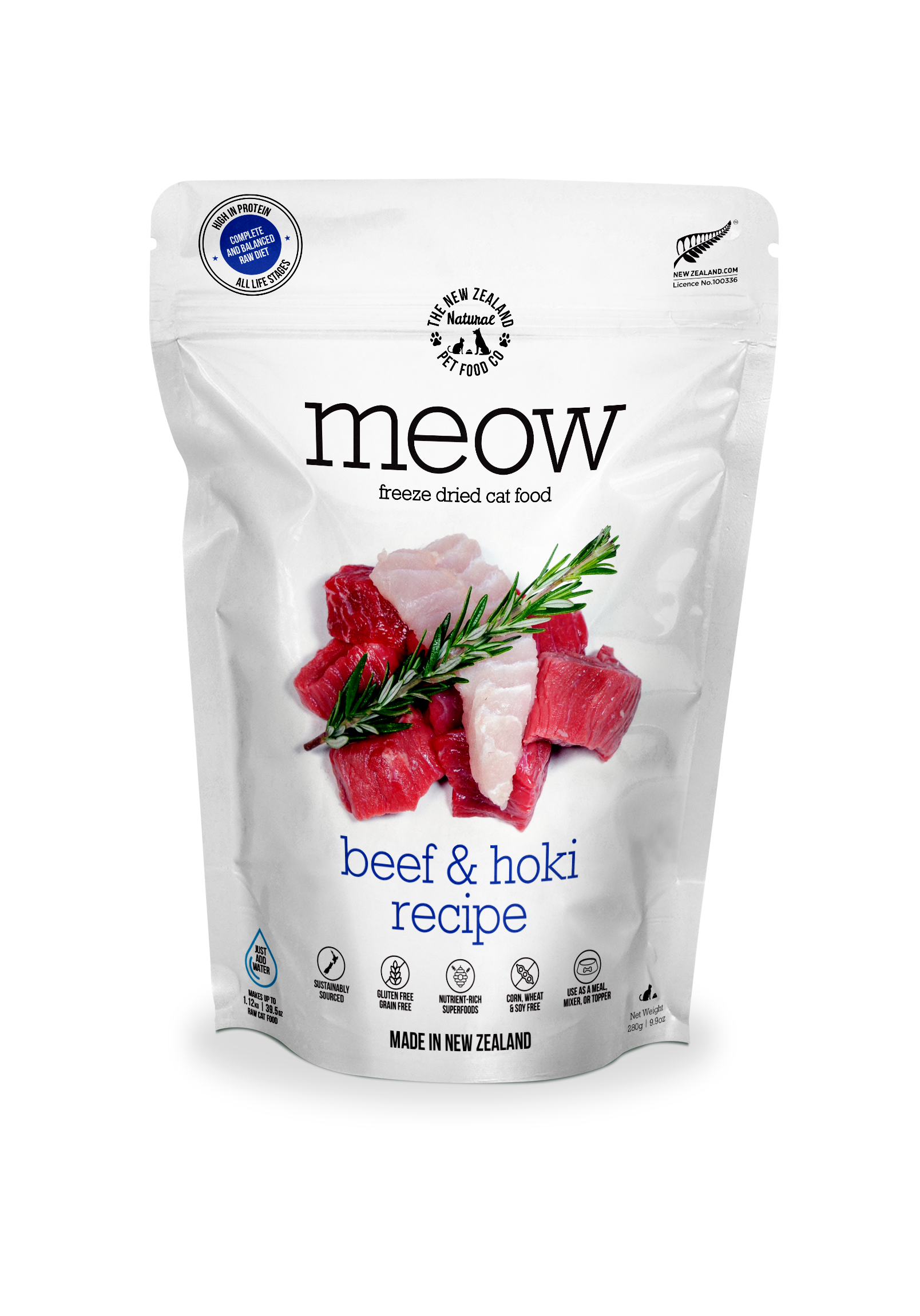 The New Zealand Natural Pet Food Co - Meow Beef & Hoki Freeze Dried Cat Food 1.76oz | 9.9oz: 1.76oz