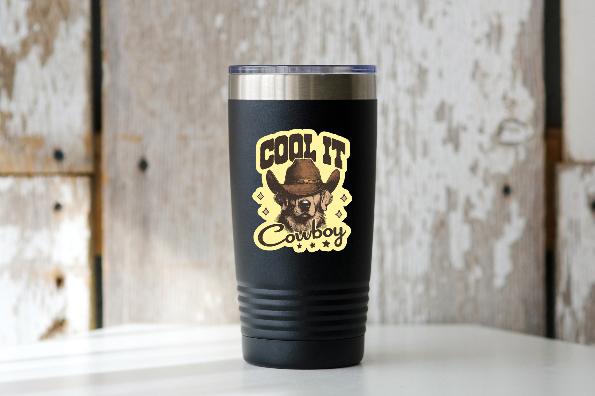 Yarnival - Cool it Cowboy Sticker - golden retriever, dog, lab, pet