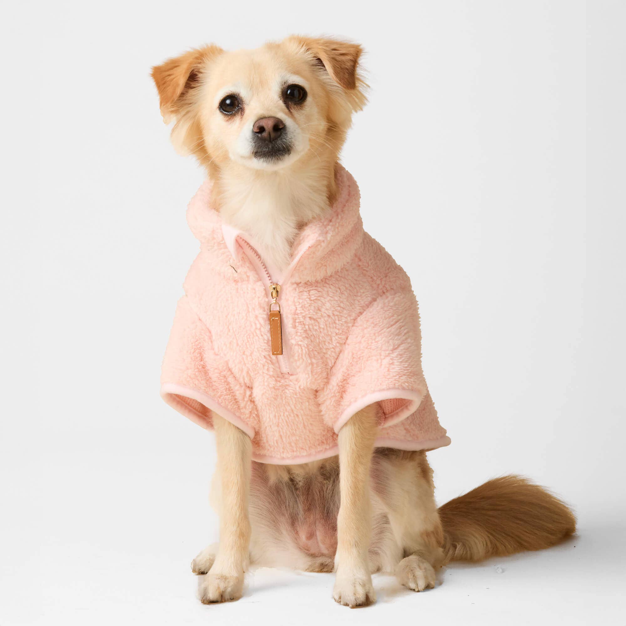 The Foggy Dog - Pink Quarter-Zip Sherpa Dog Jacket: XL
