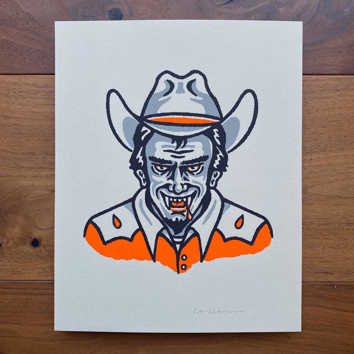 Steel Bison - Cowboy Dracula - Signed 8x10in Silkscreen Print