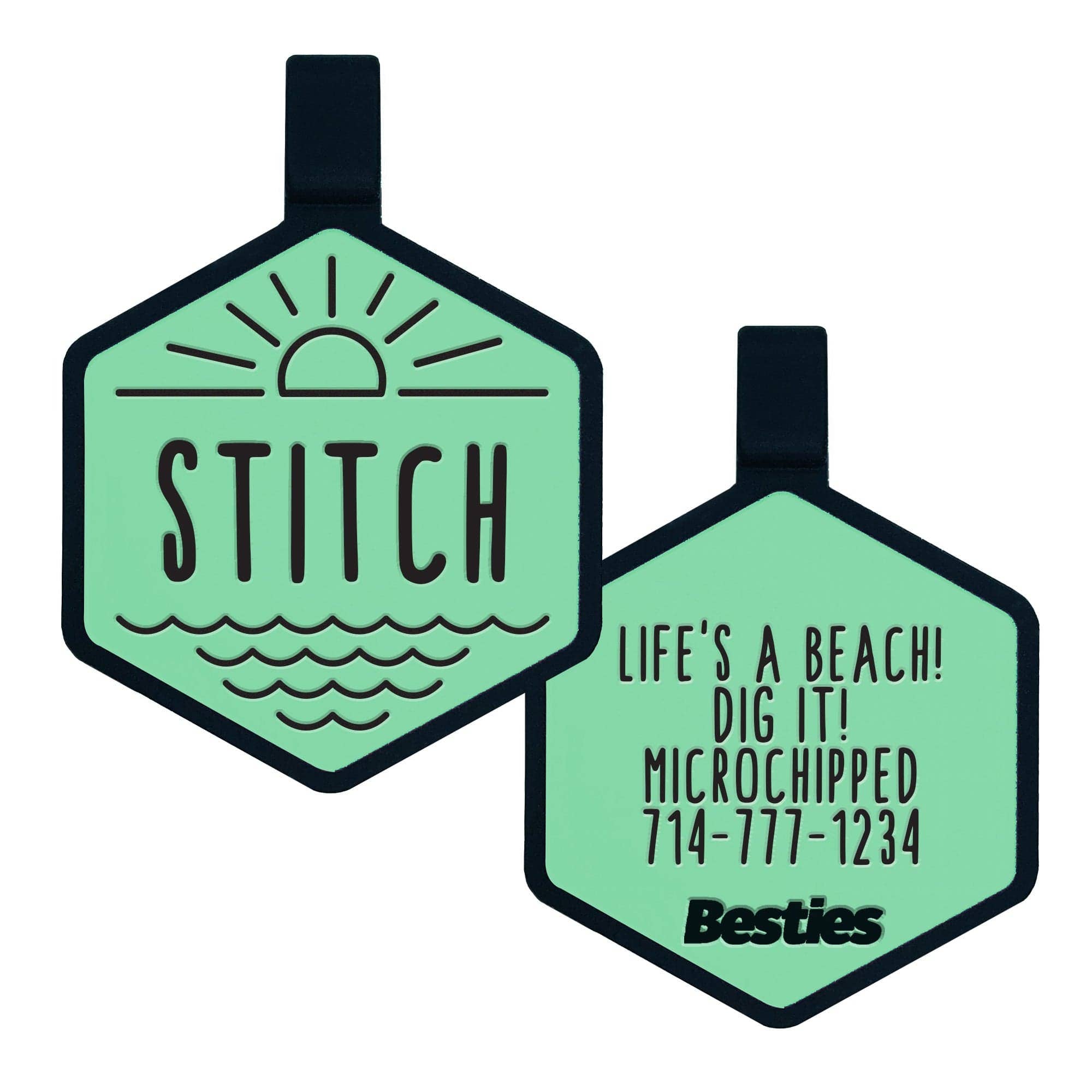 Besties Pets - Salt and Sun Silicone Dog ID Tag: Flamingo Pink