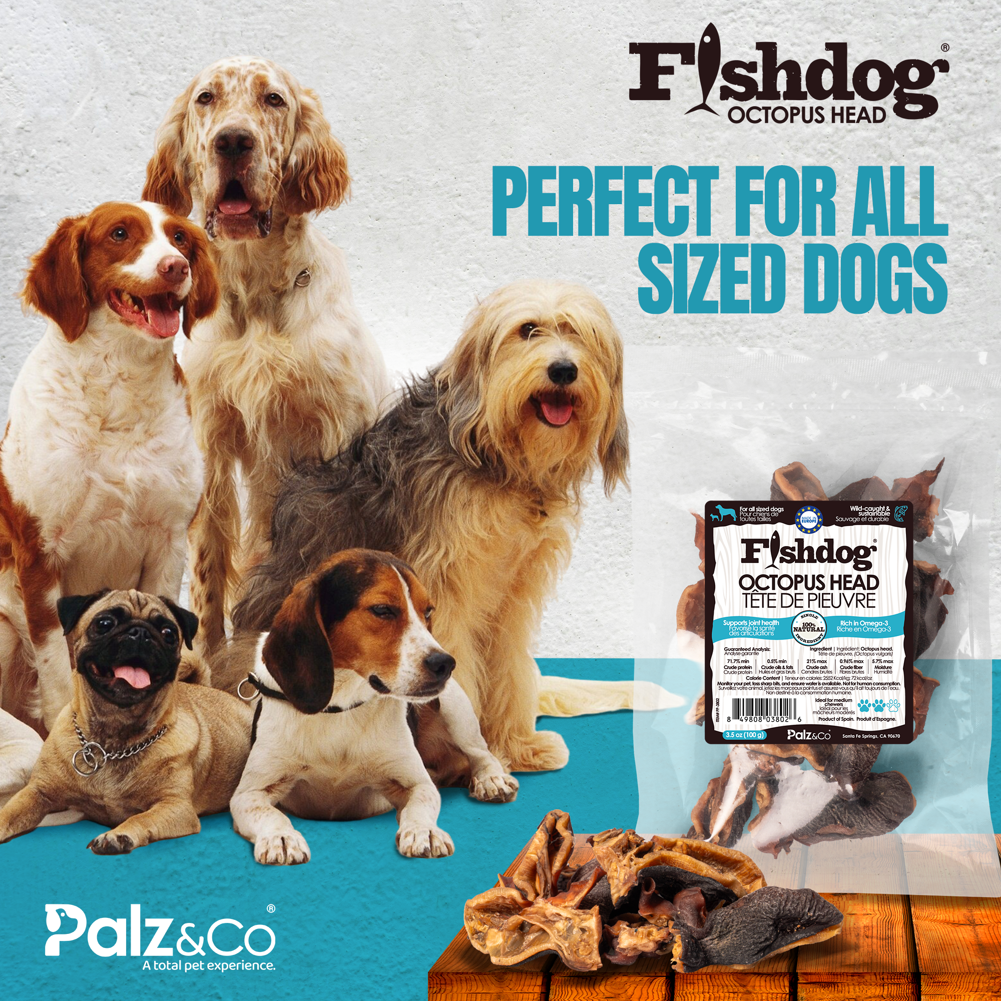 Palz&Co - Fishdog Octopus Head - 3.5 oz (100g)