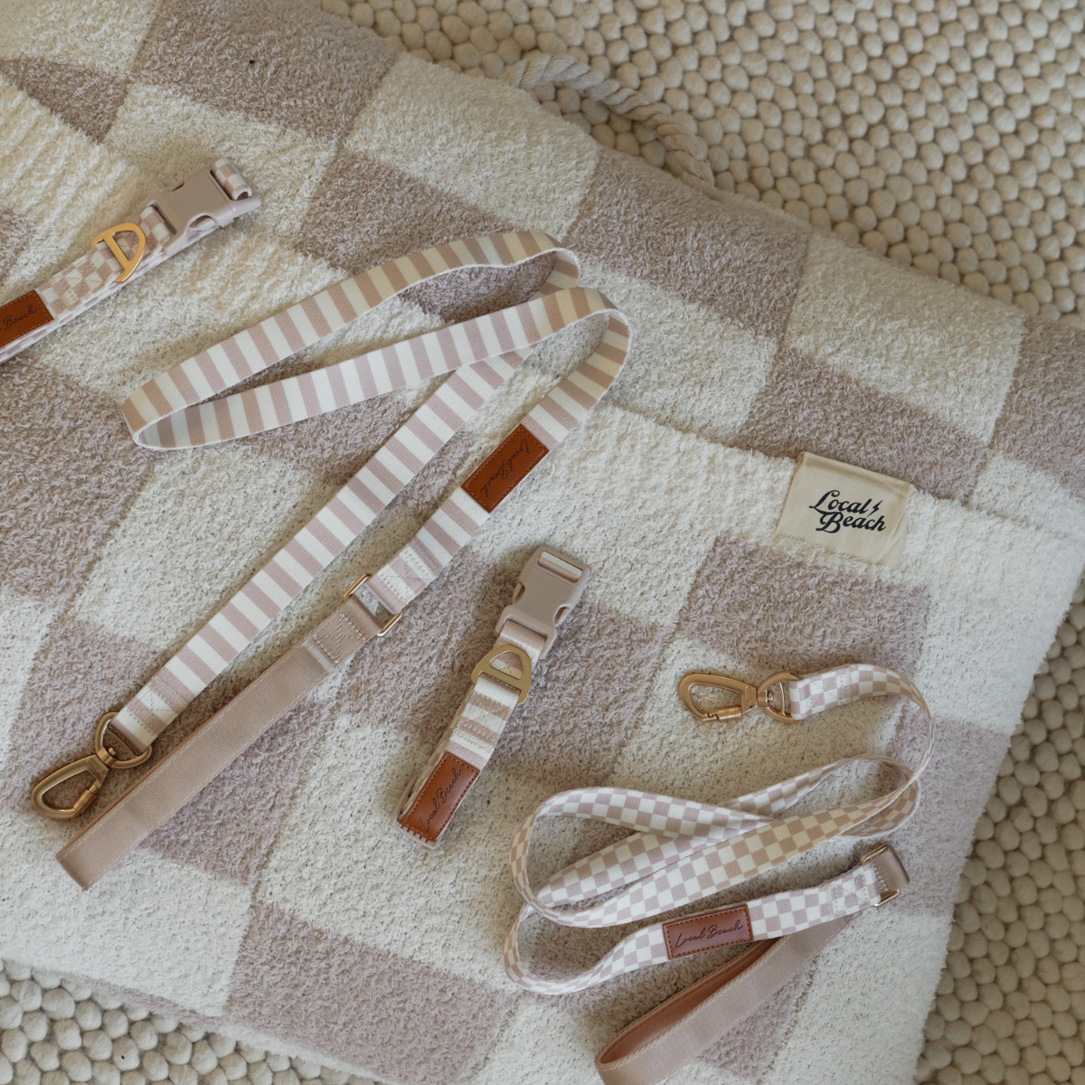 Local Beach - Local Beach Stripe 5ft Dog Leash Tan: Tan / 5ft / Stripe Dog Leash