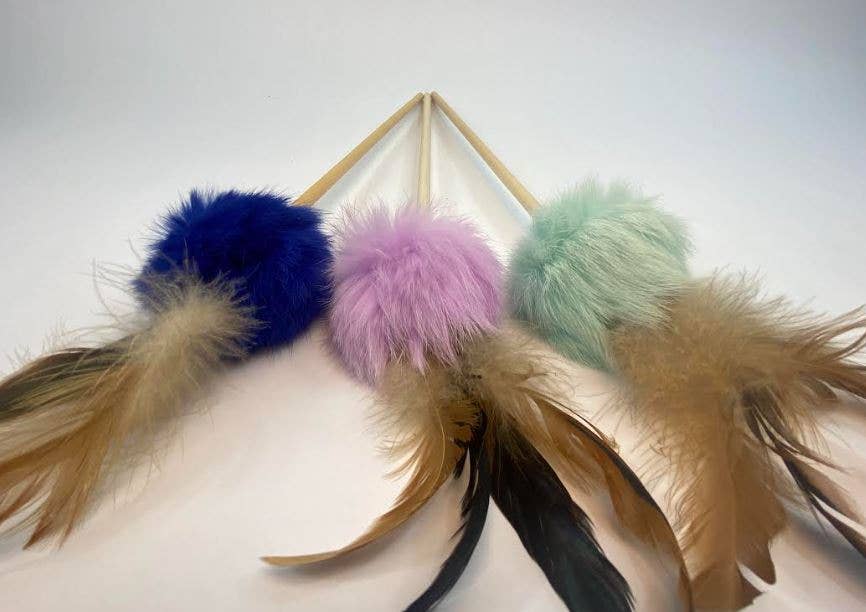 Dogs and Cats Oh My - Cat Wands with Rabbit Fur: Wood Wand with Fur