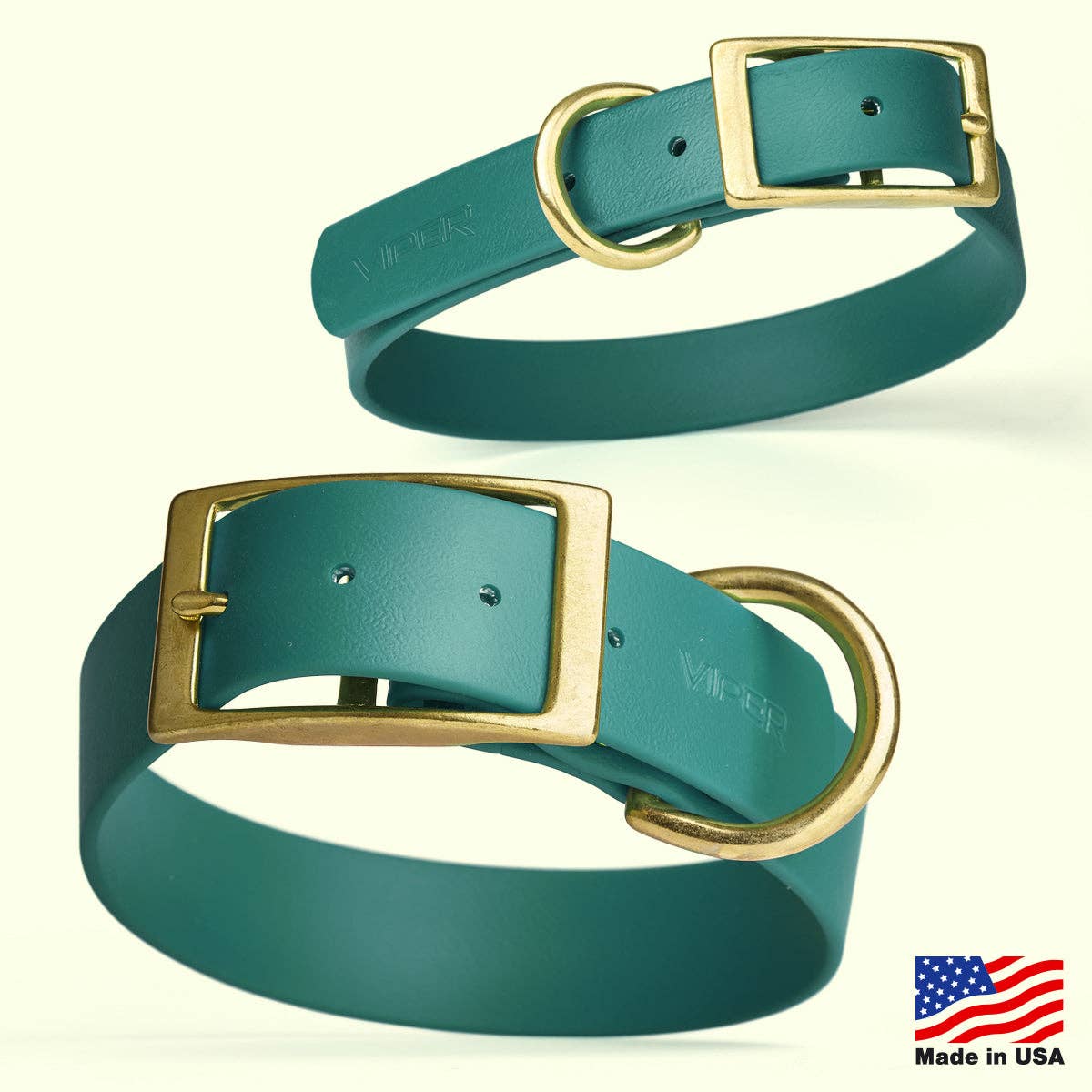 Dogline - Viper Biothane Waterproof Collar - Brass Hardware: Dogline Blue / 9"-12" / 1/2"