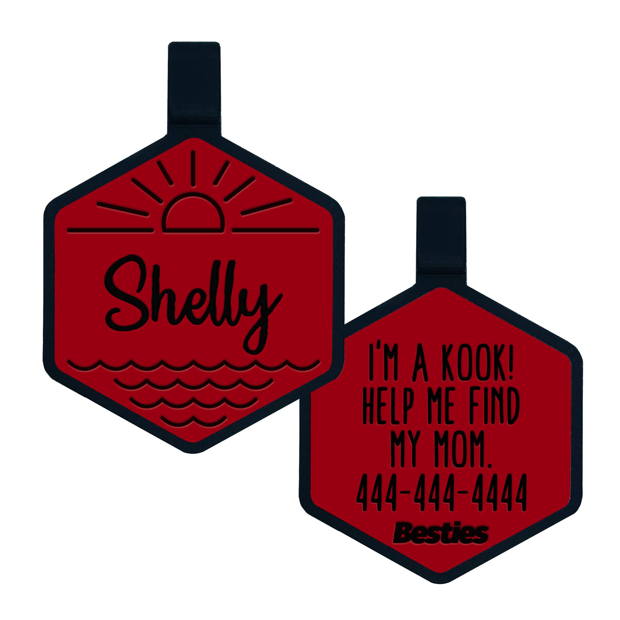 Besties Pets - Salt and Sun Silicone Dog ID Tag: Flamingo Pink