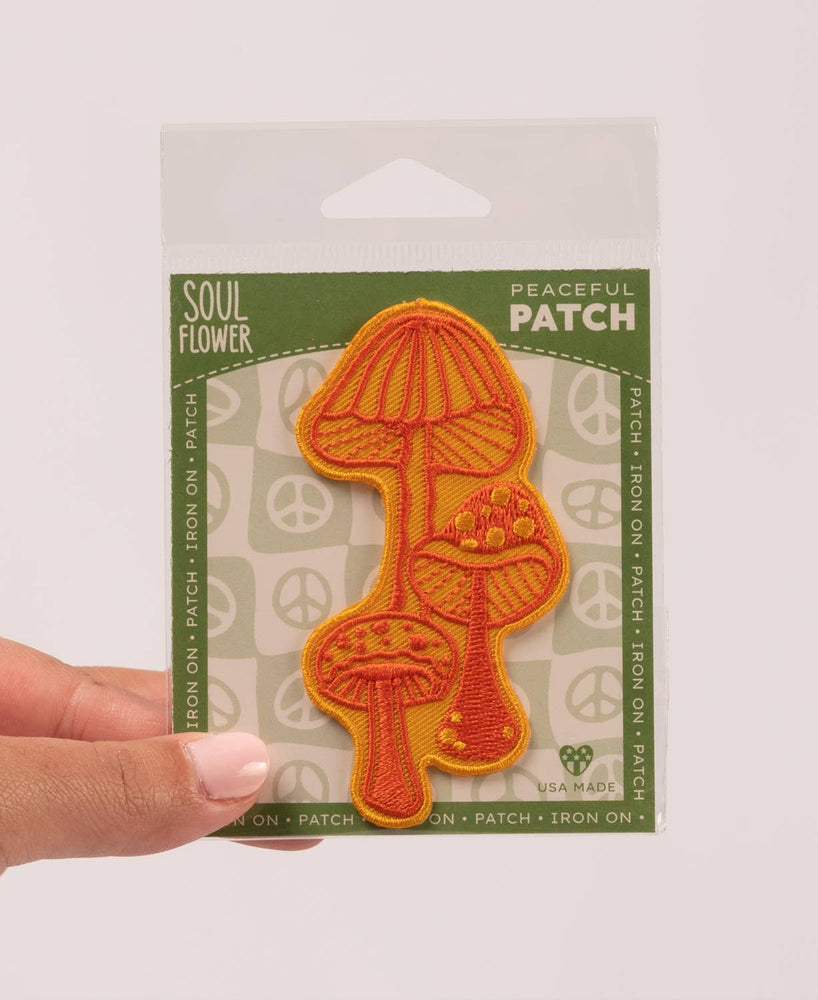 Soul Flower - Retro Mushrooms Iron-On Patch - Embroidered Patches