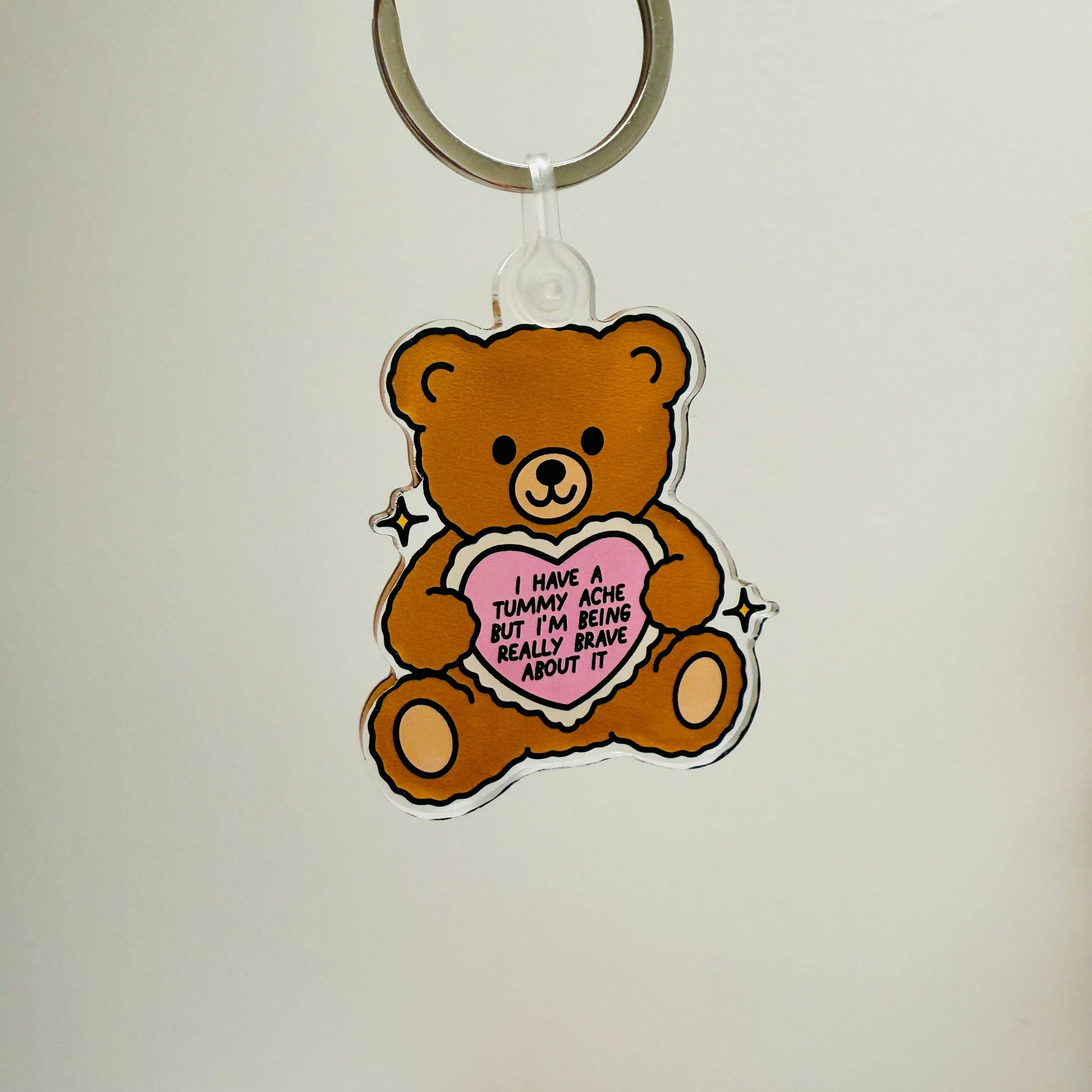 Sonny Rising - Acrylic Keychain, My Tummy Hurts Teddy Bear