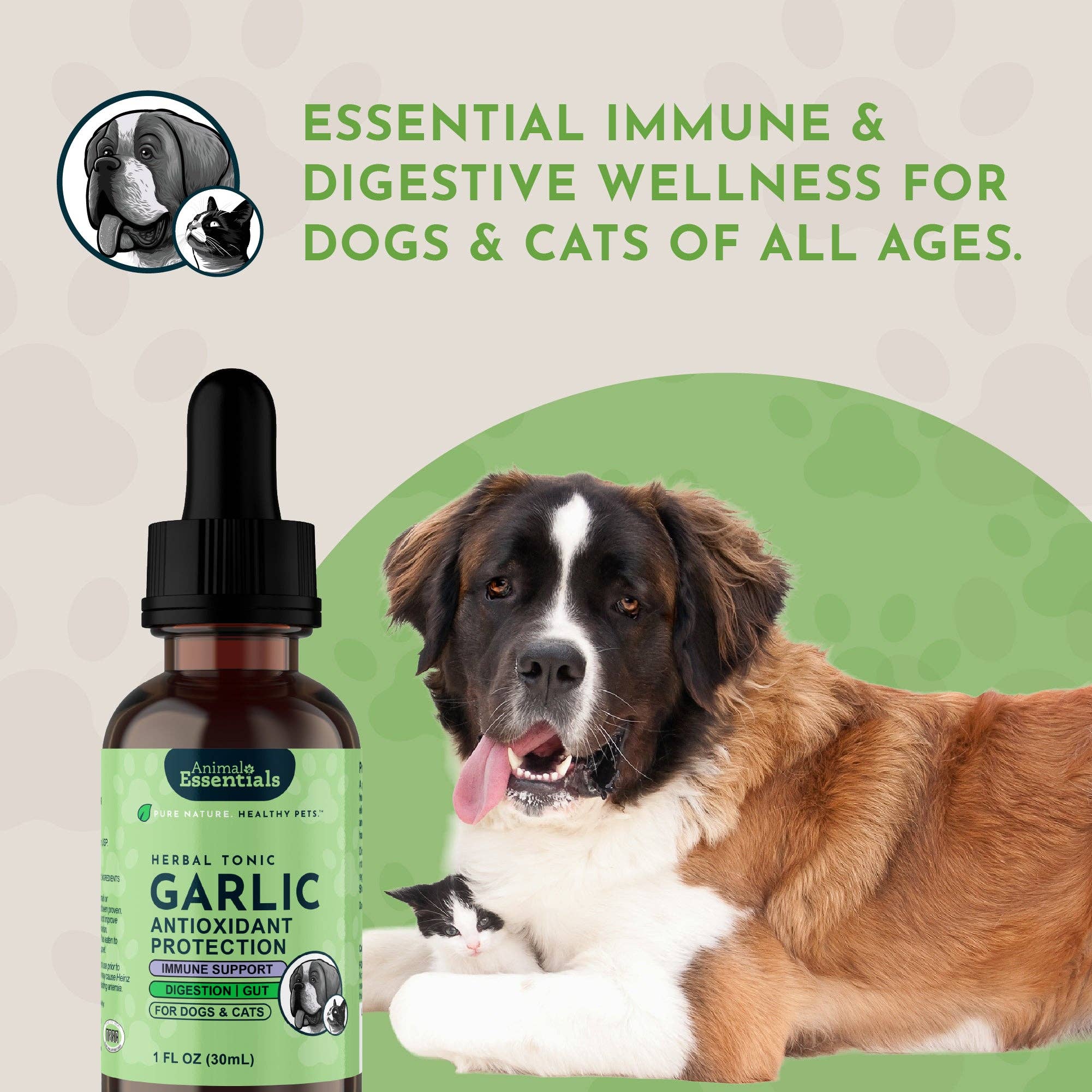 Animal Essentials - Garlic Single Herb Tonic | Antioxidant Protection: 1oz