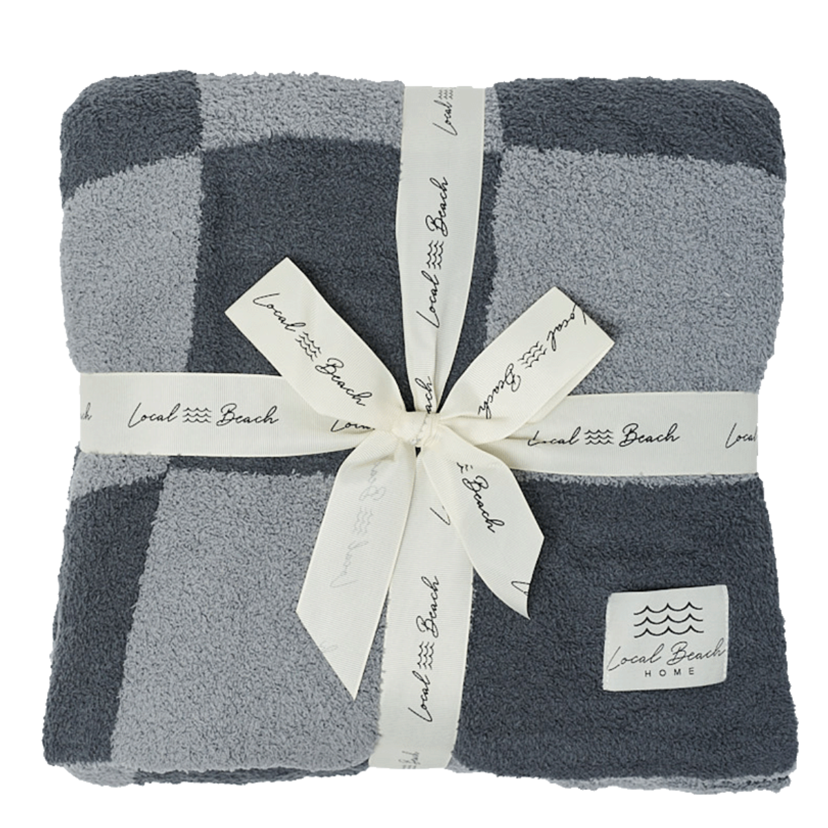 Local Beach - Checker Luxe Home Blanket: Cocoa/Cream