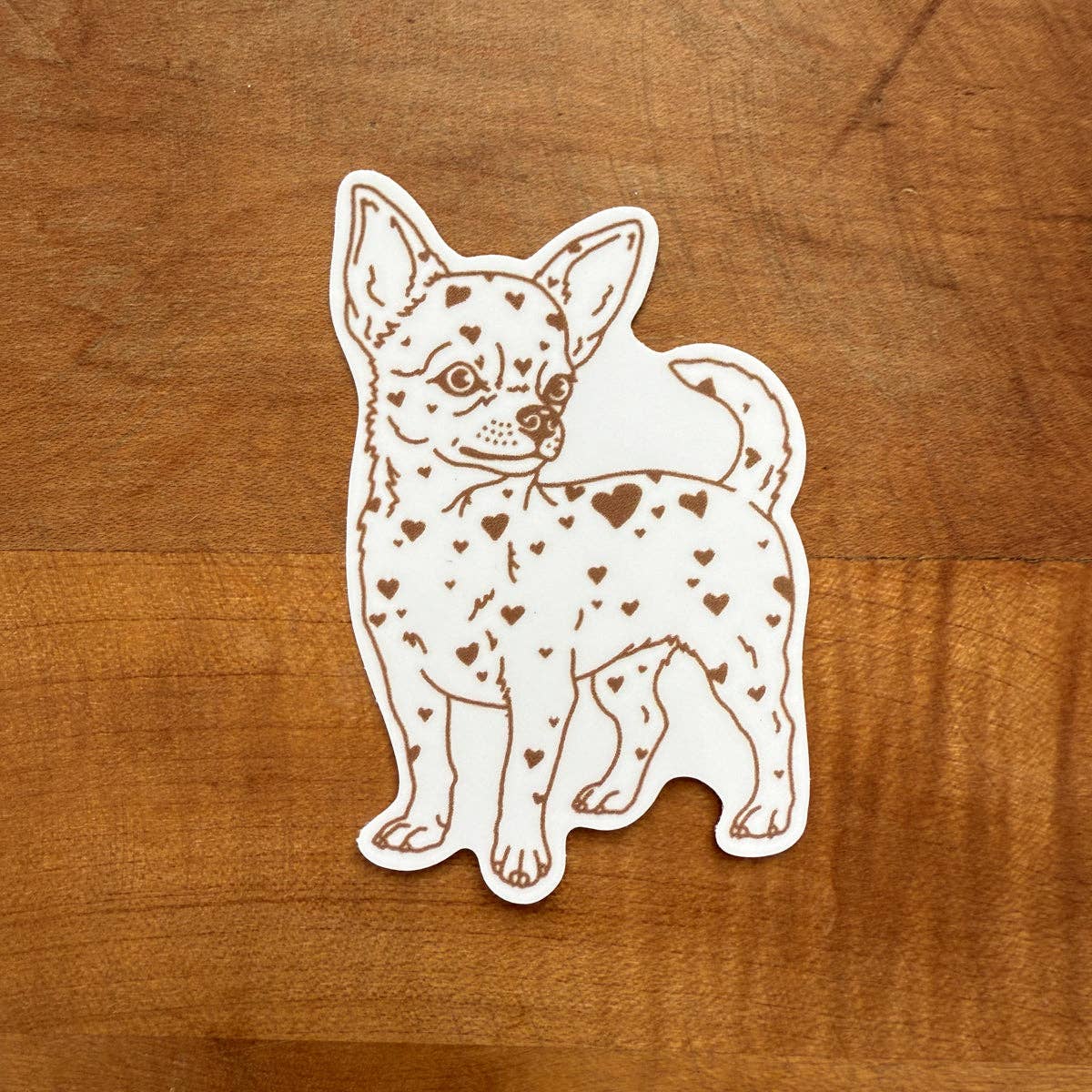Steel Bison - Chihuahua Hearts (Brown) 3 Inch Glossy Vinyl Sticker