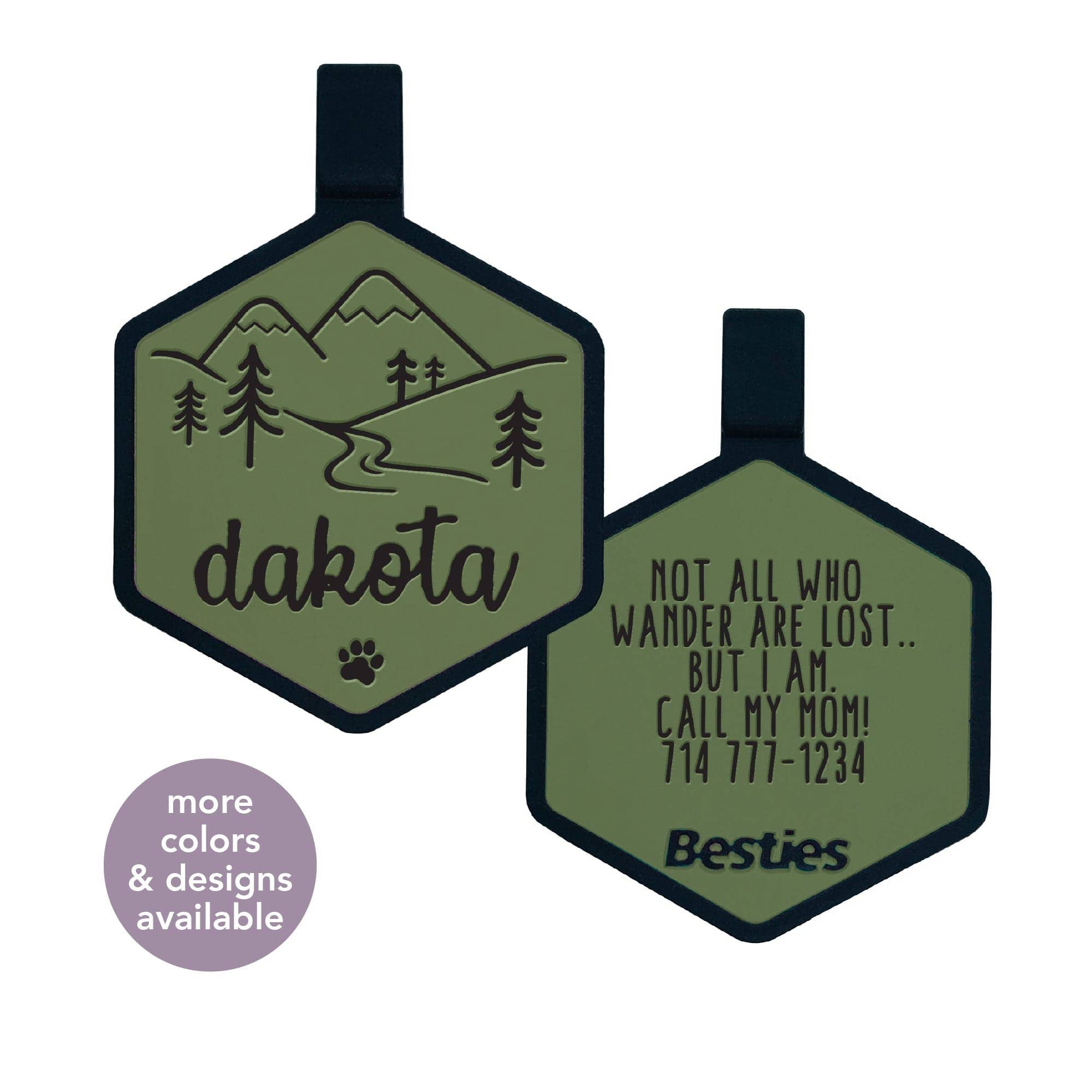 Besties Pets - Mini Design Your Own Silicone Pet ID Tag: Sky Blue / Life's a Beach