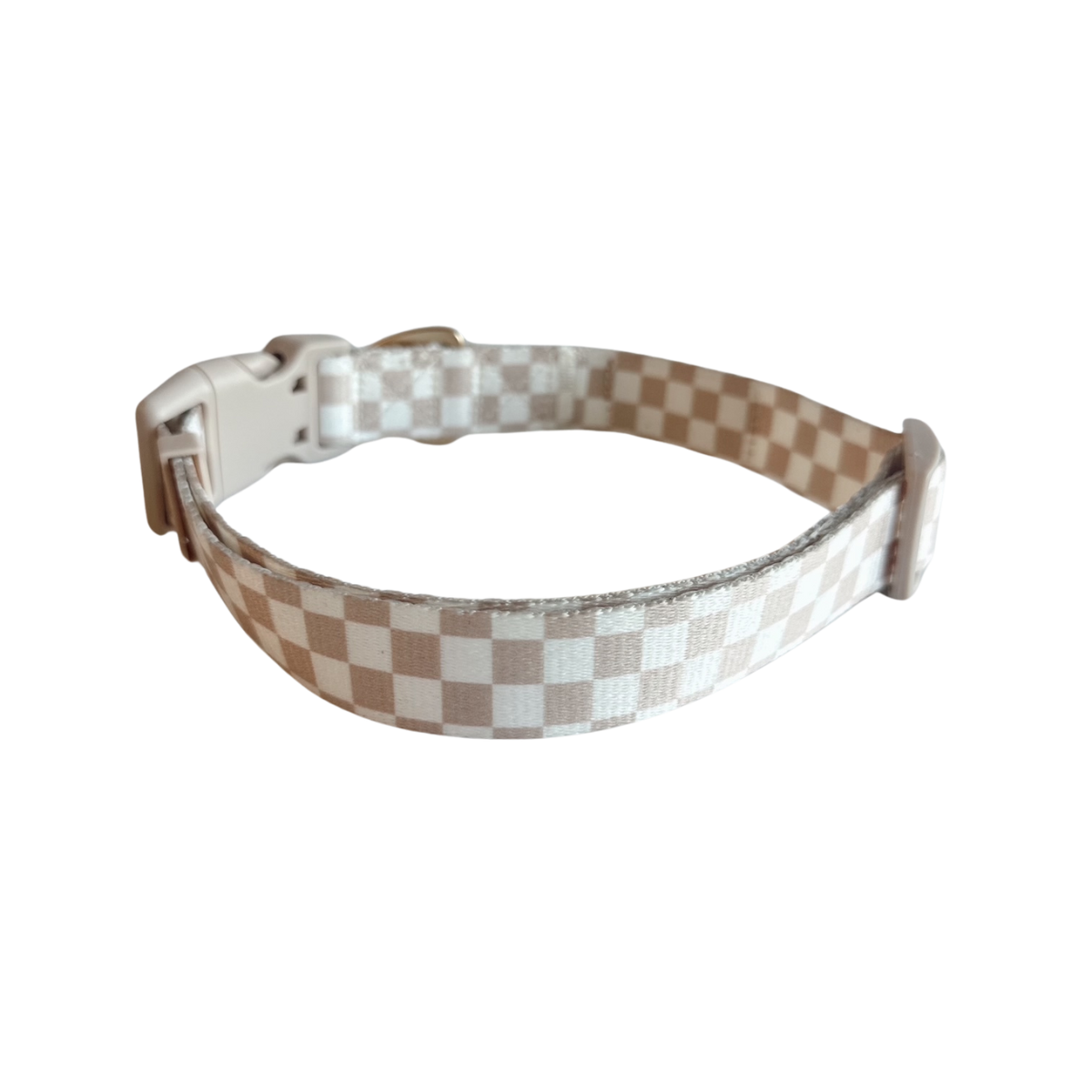 Local Beach - Local Beach Checker Adjustable Dog Collar Tan: Tan / LG / Checker Dog Collar
