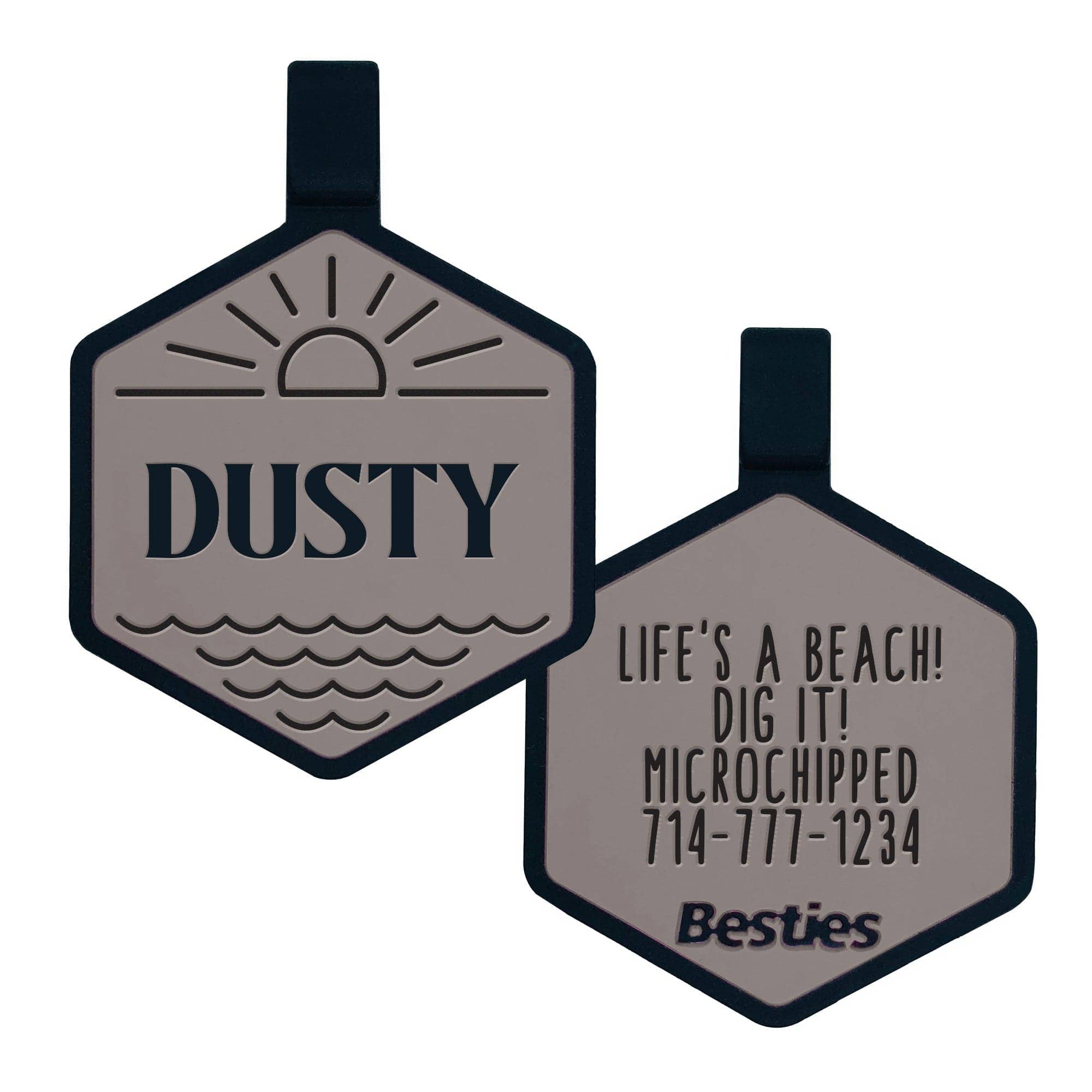 Besties Pets - Salt and Sun Silicone Dog ID Tag: Flamingo Pink