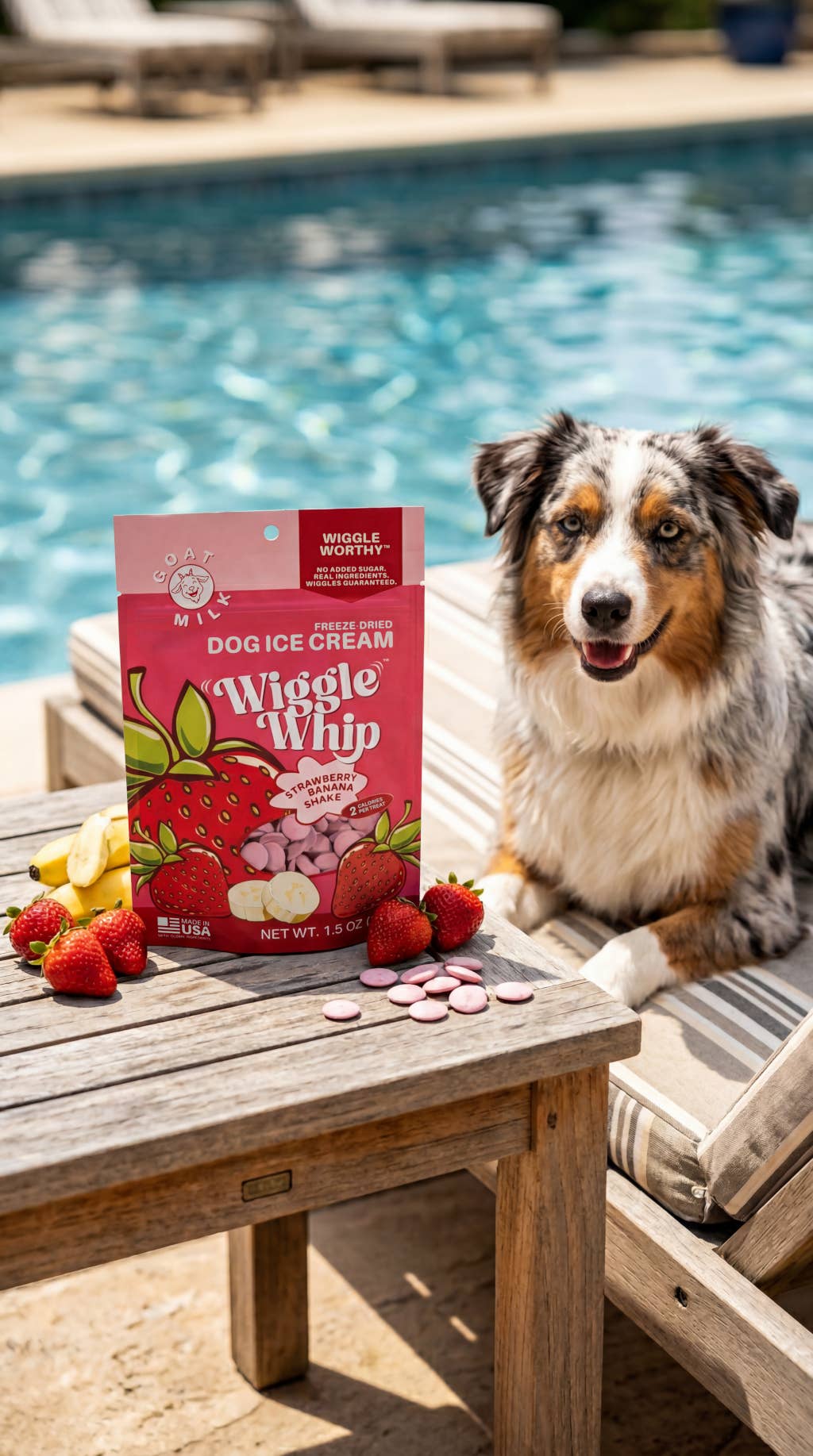 GreenLine Pet Supply - Wiggle Whip Freeze Dried Dog Ice Cream - Strawberry Banana