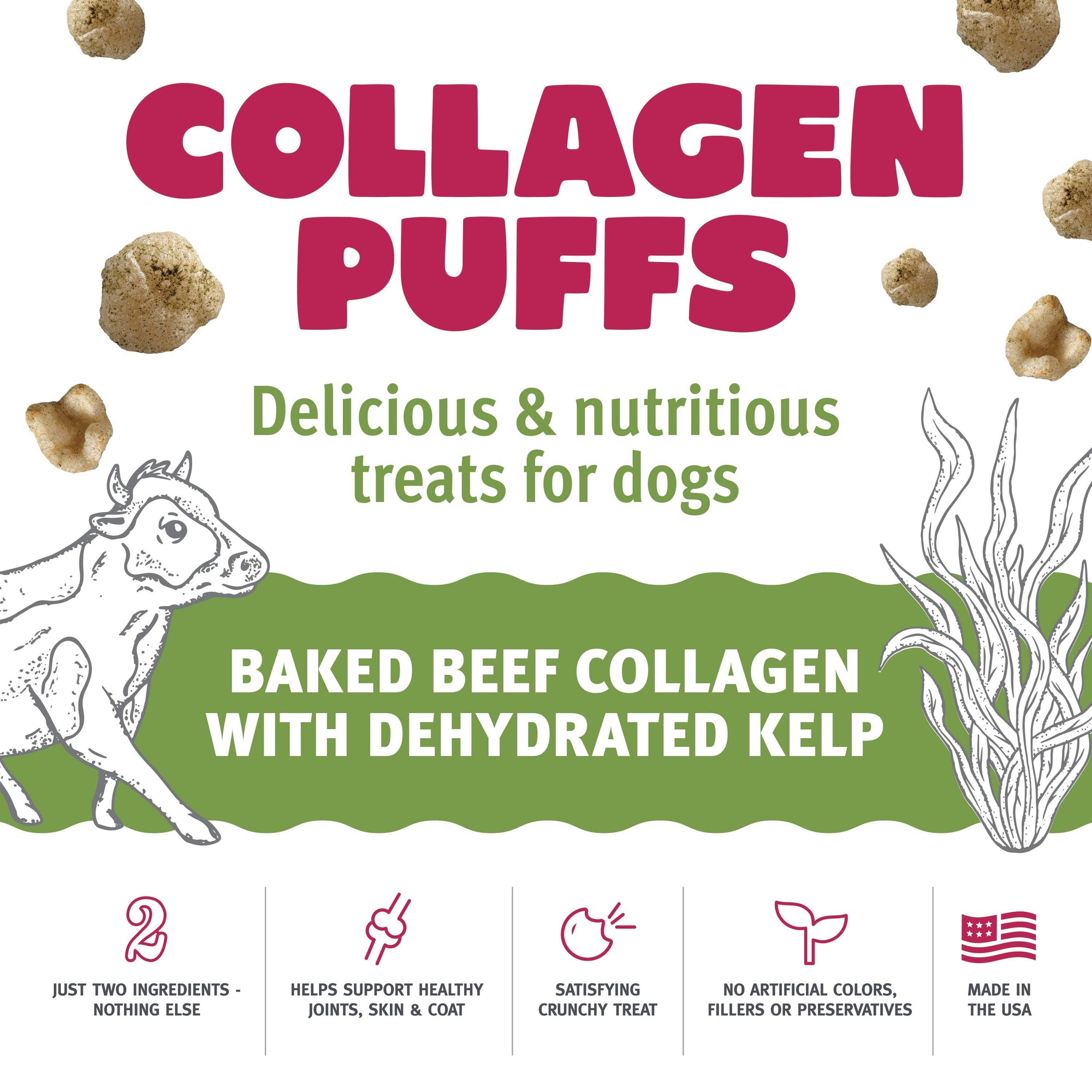 Icelandic+ - Beef Collagen Puffs with Kelp Treats for Dogs - 2.5oz: 2.5-oz Bag