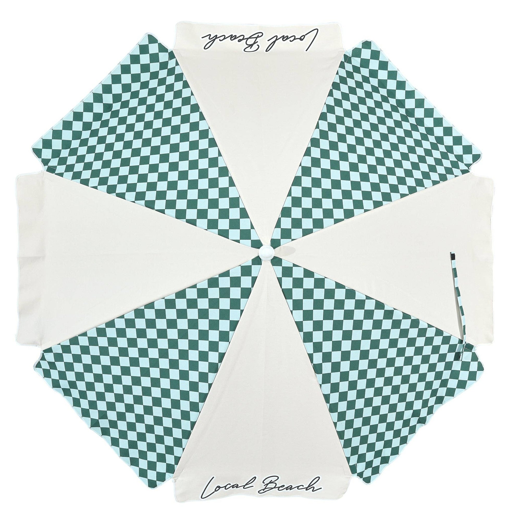 Local Beach - Green/Blue Checker Mix Beach Umbrella: Green/Blue