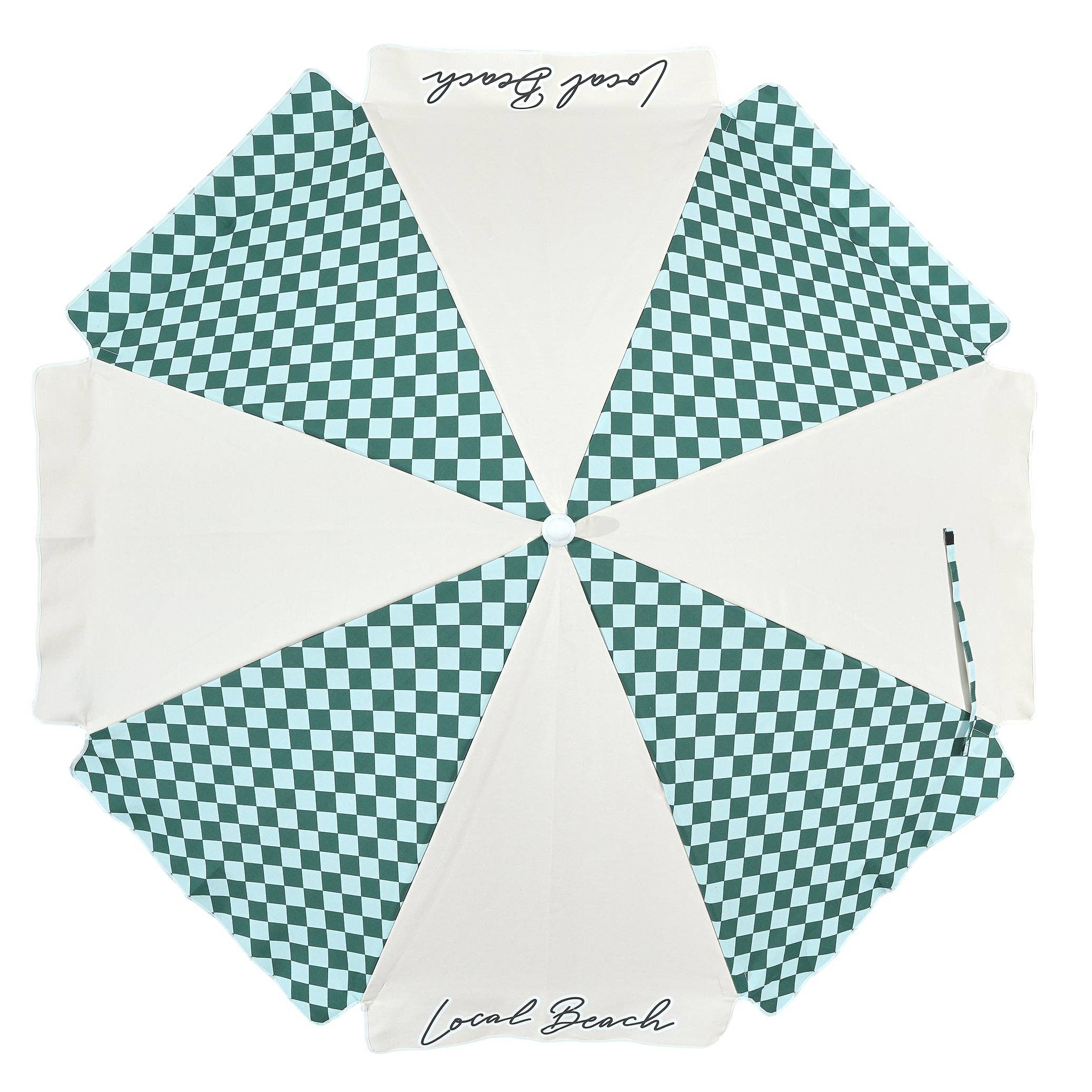 Local Beach - Green/Blue Checker Mix Beach Umbrella: Green/Blue