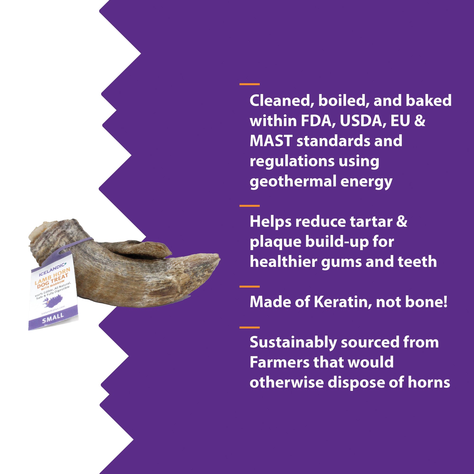 Icelandic+ - Icelandic+ Small Lamb Horn with Marrow Dog Treat: 1-ct (Single)