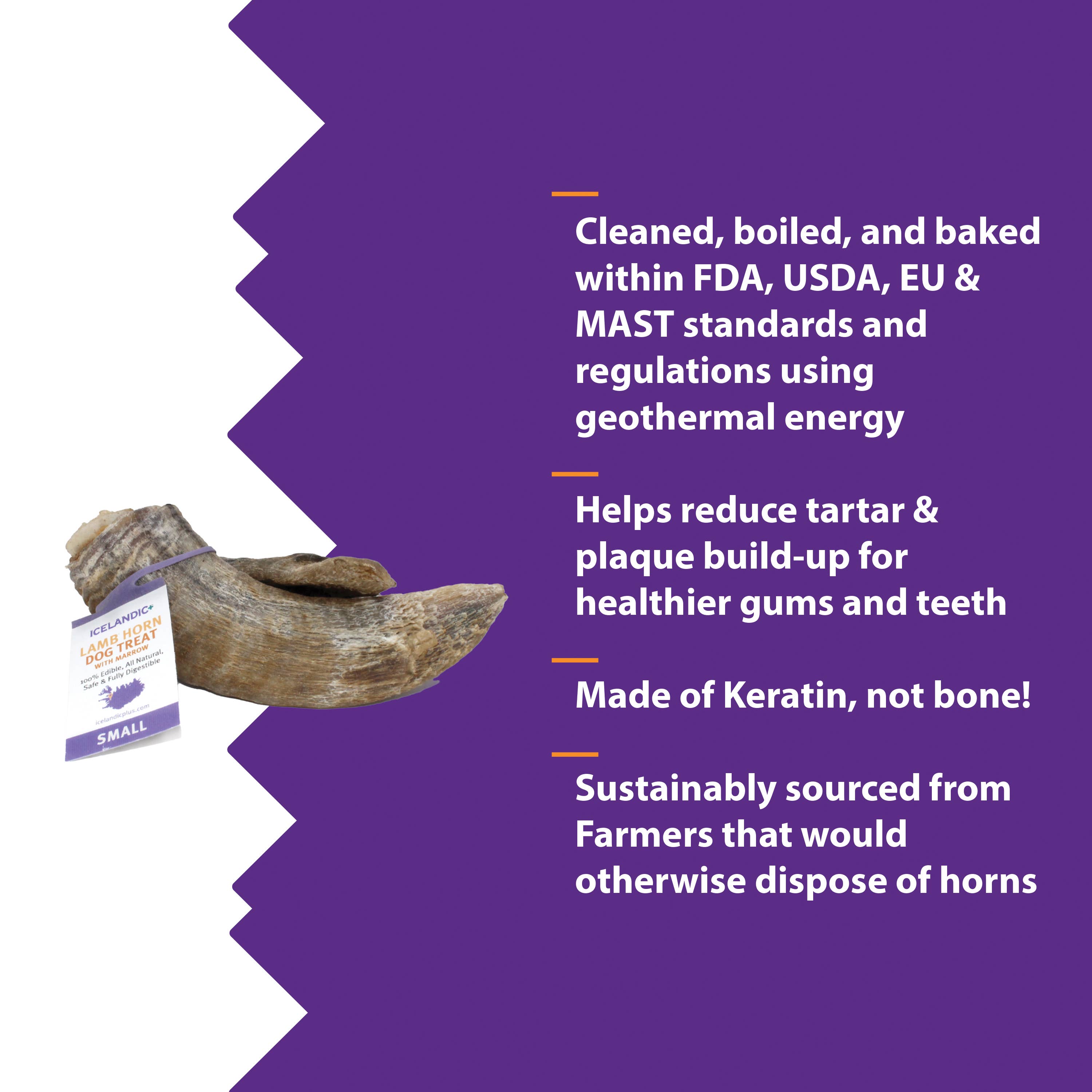 Icelandic+ - Icelandic+ Small Lamb Horn with Marrow Dog Treat: 1-ct (Single)