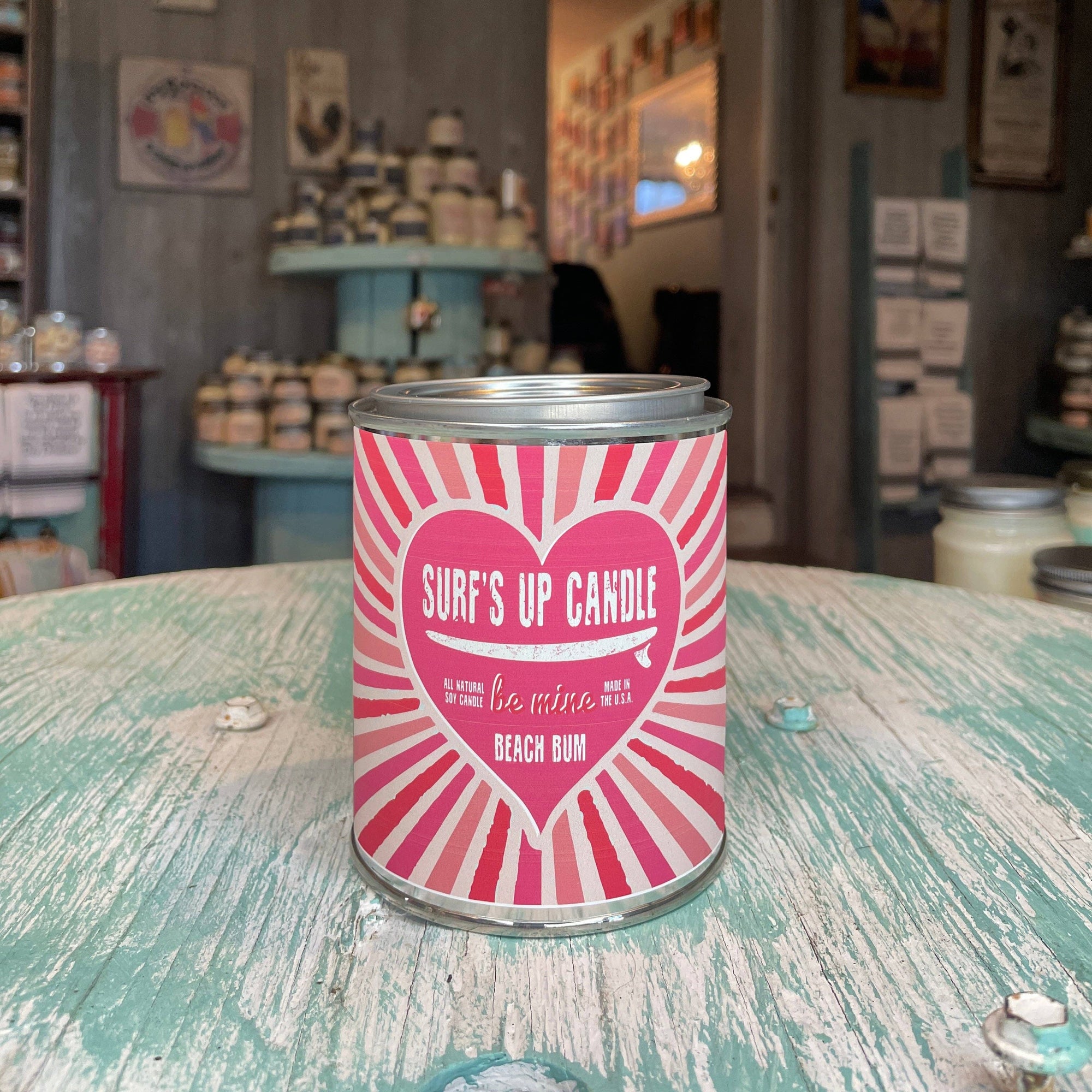 Surfs Up Candle - Be mine Beach Bum - Valentine's Day Paint Can