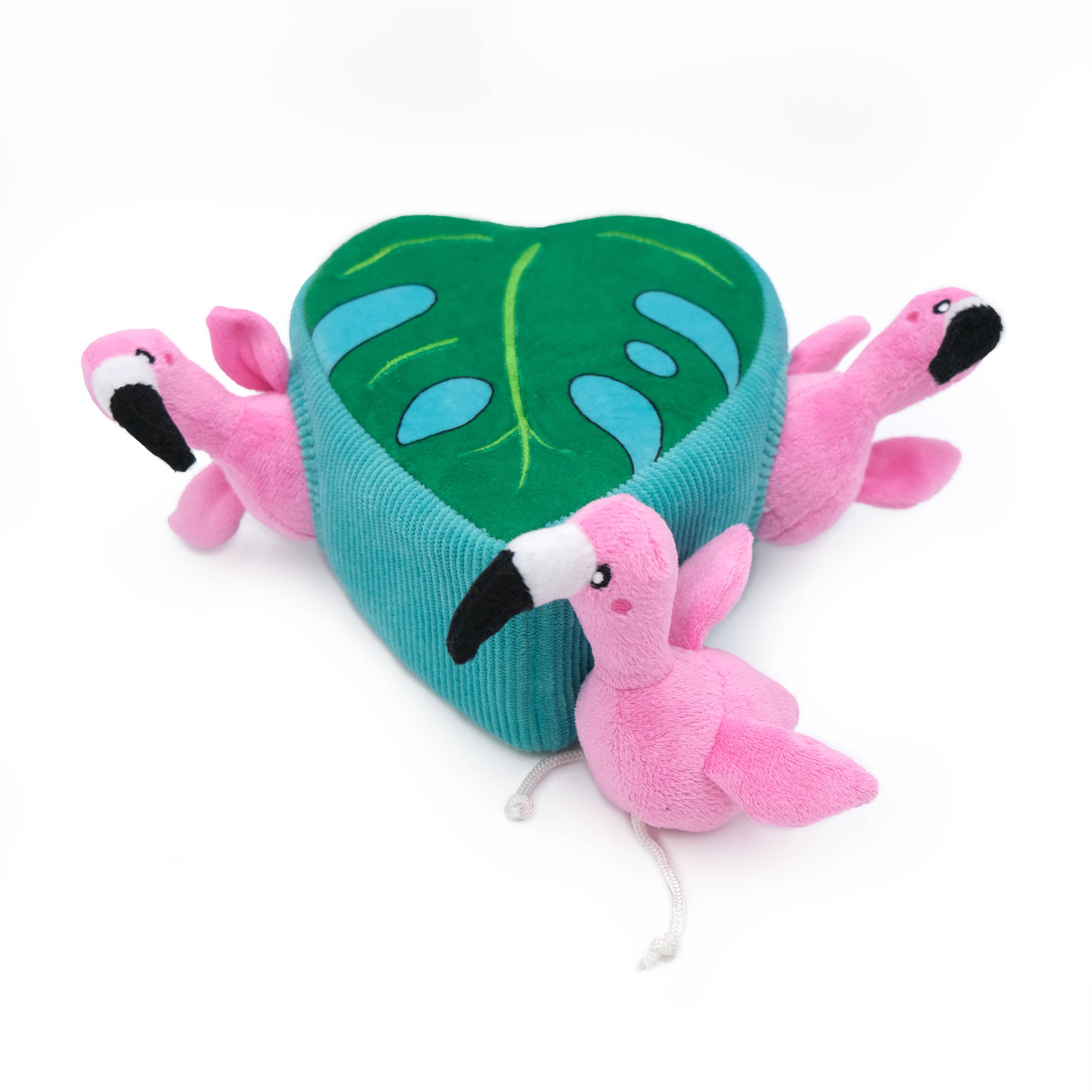 ZippyPaws - Zippy Burrow Flamingos in Monstera Dog Toy