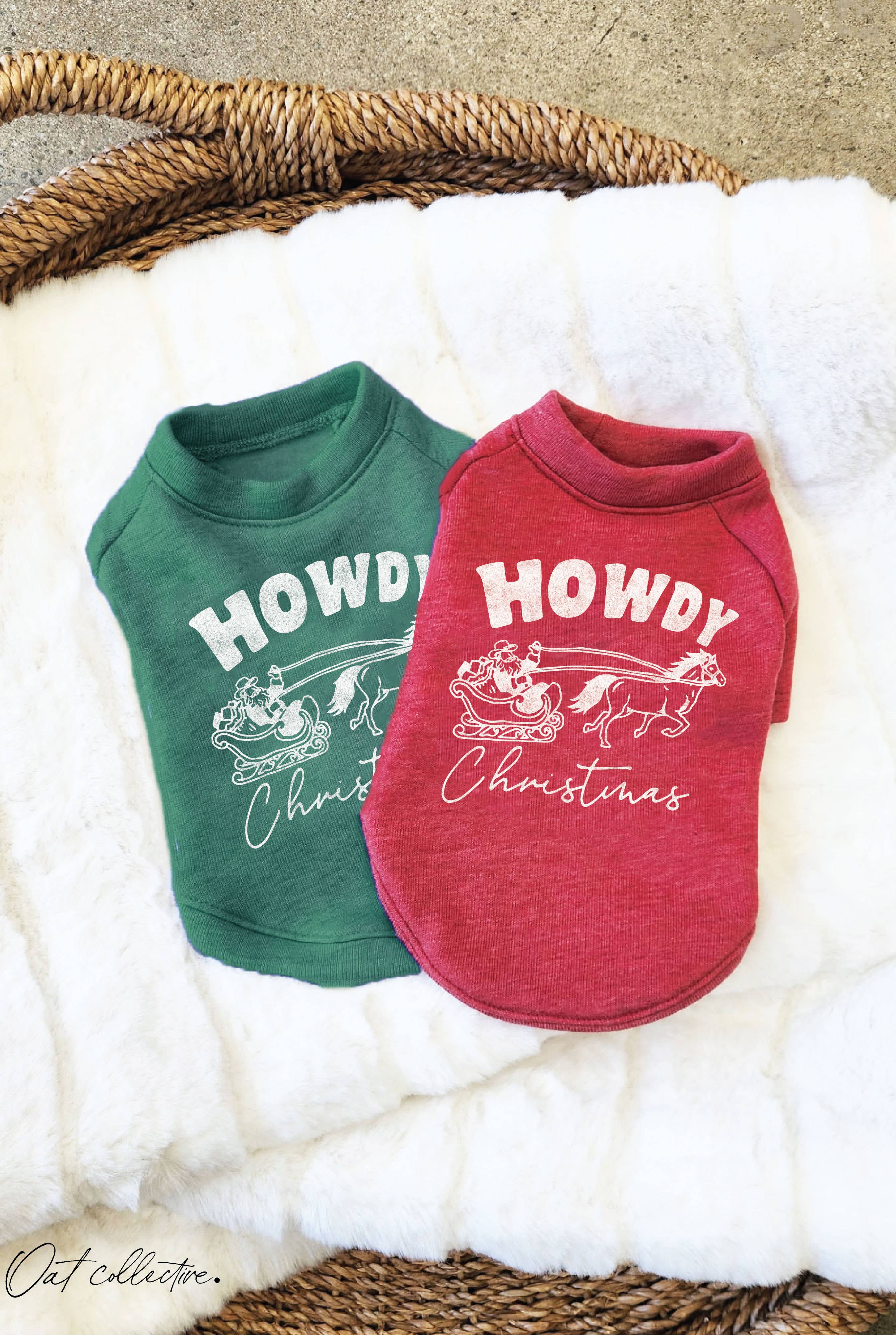OAT COLLECTIVE - HOWDY CHRISTMAS Pet Graphic Sweatshirt.: HEATHER CRANBERRY / M