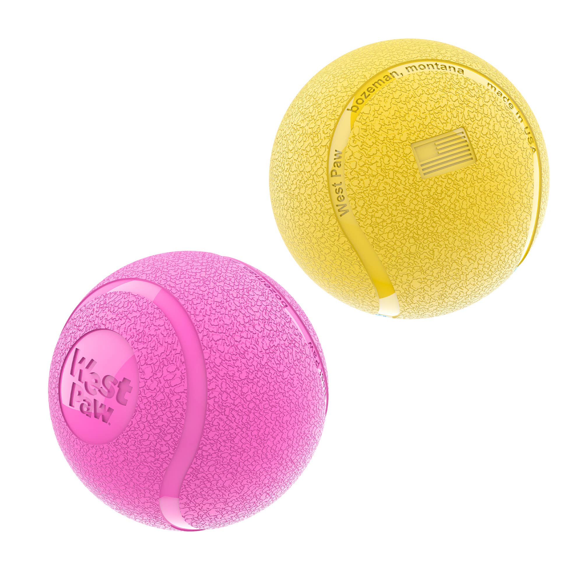 West Paw - Boundr® 2-Pack Dog Toy Ball for Play, Chew, and Fetch: Dandelion/Hot Pink