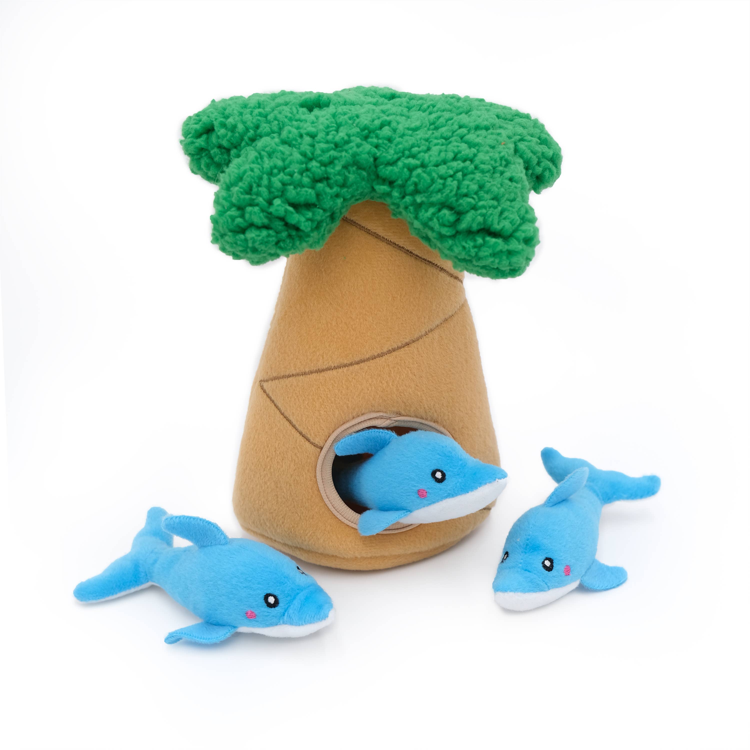 ZippyPaws - Zippy Burrow Dolphins in Palm Tree Dog Toy