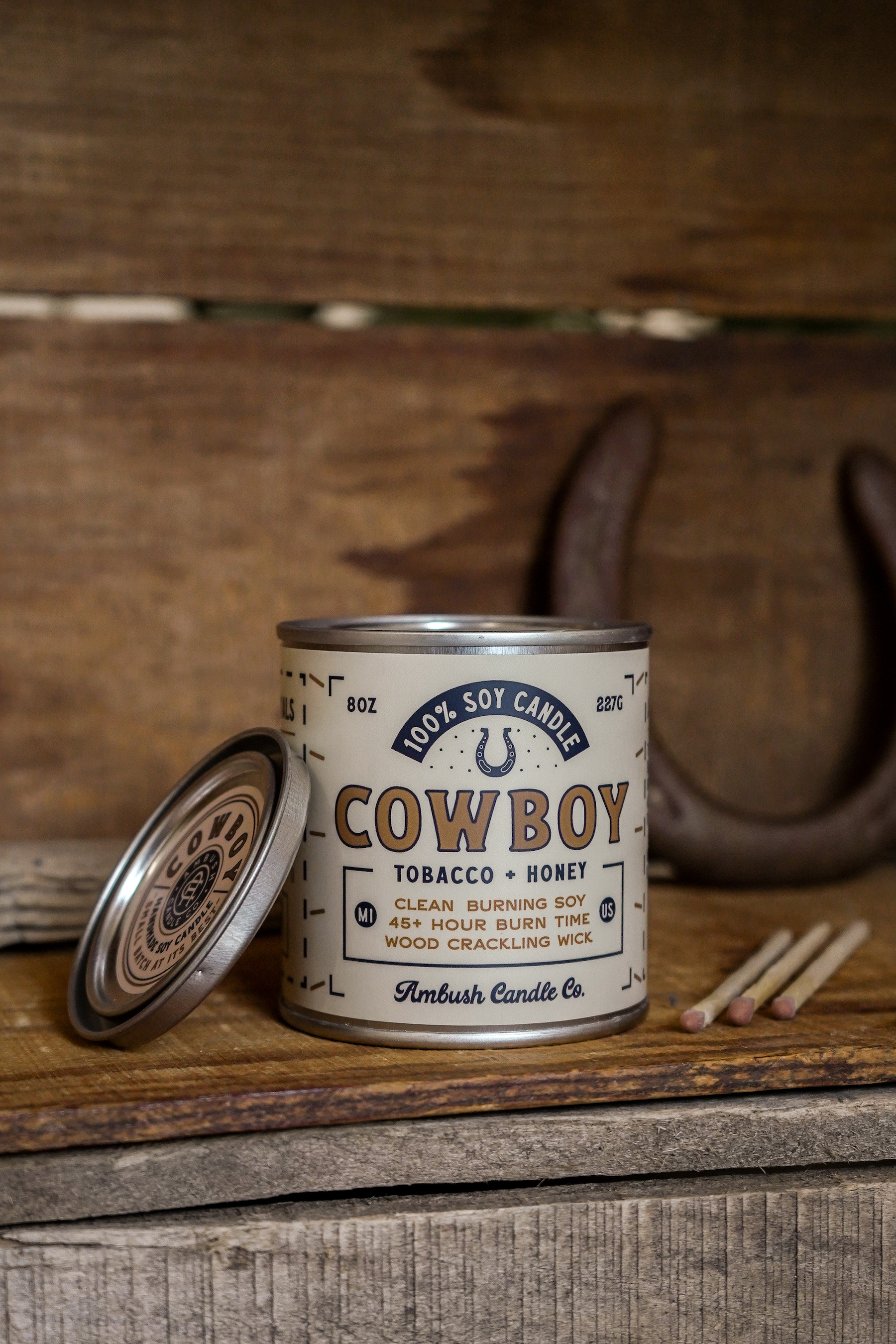 Ambush Candle Co. - Cowboy | Tobacco + Honey 8oz Soy Candle