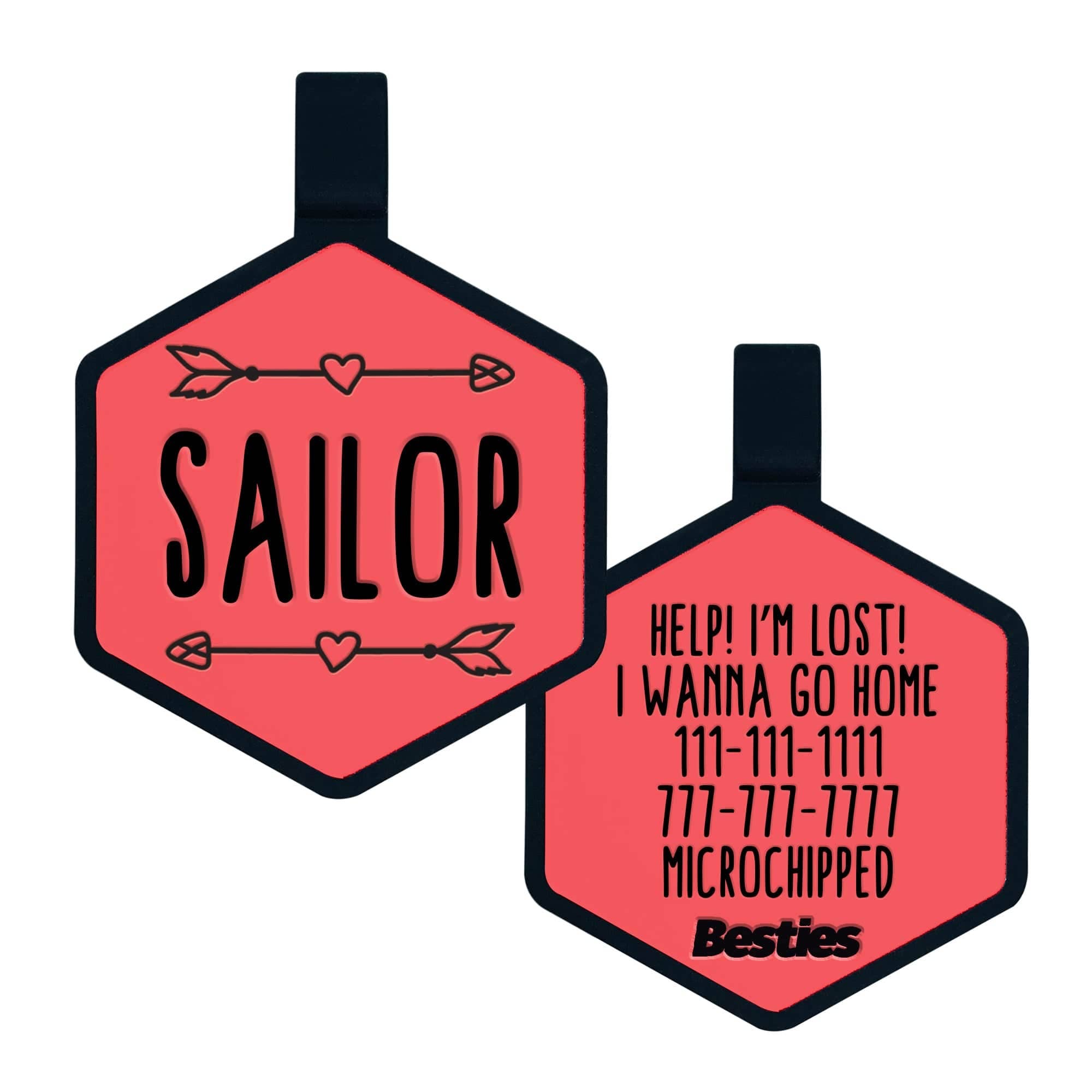 Besties Pets - Wild One Silicone Dog ID Tag: Flamingo Pink