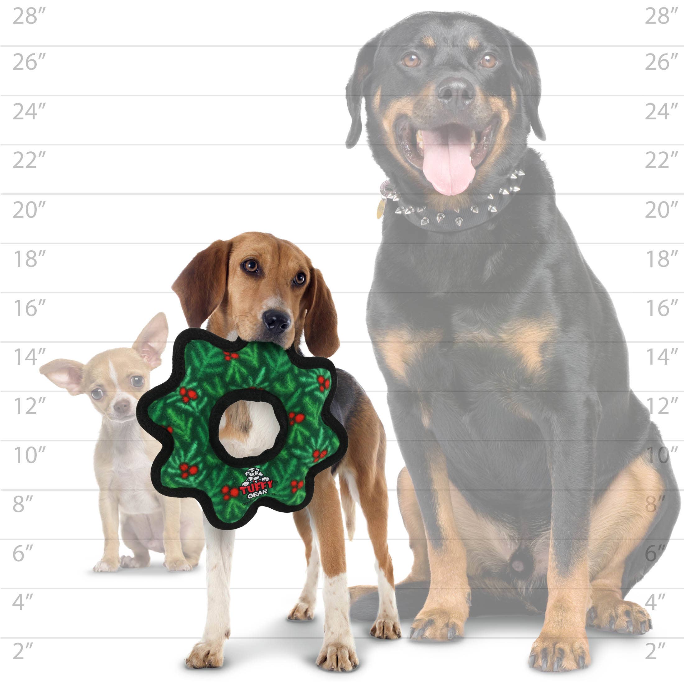 Tuffy Dog Toys - VIP Products - Tuffy Holiday Medium Gear Ring Wreath, Durable Dog Toy