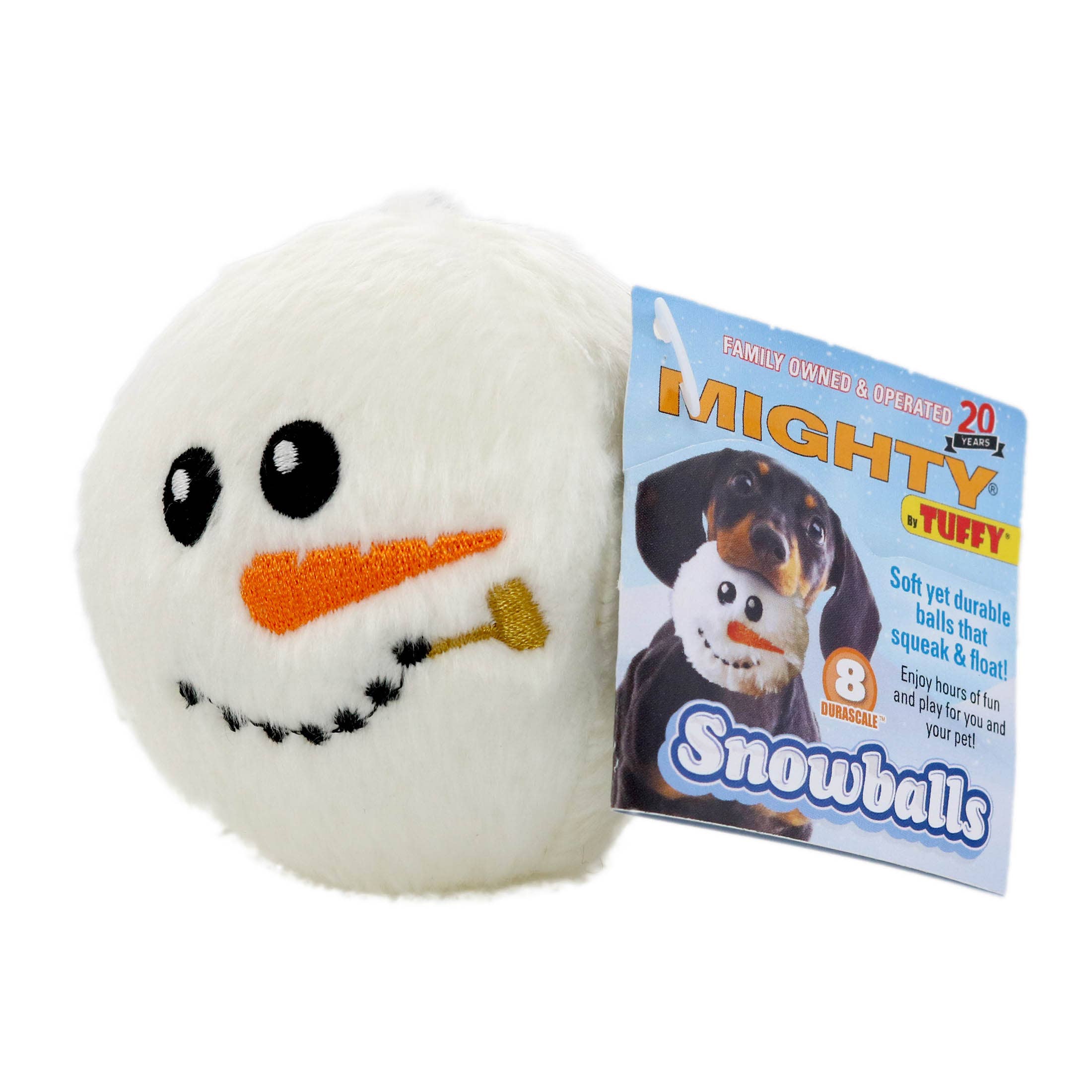 Tuffy Dog Toys - VIP Products - Mighty Ball-Small Snowball Squeaky Dog Toy, No Stuffing