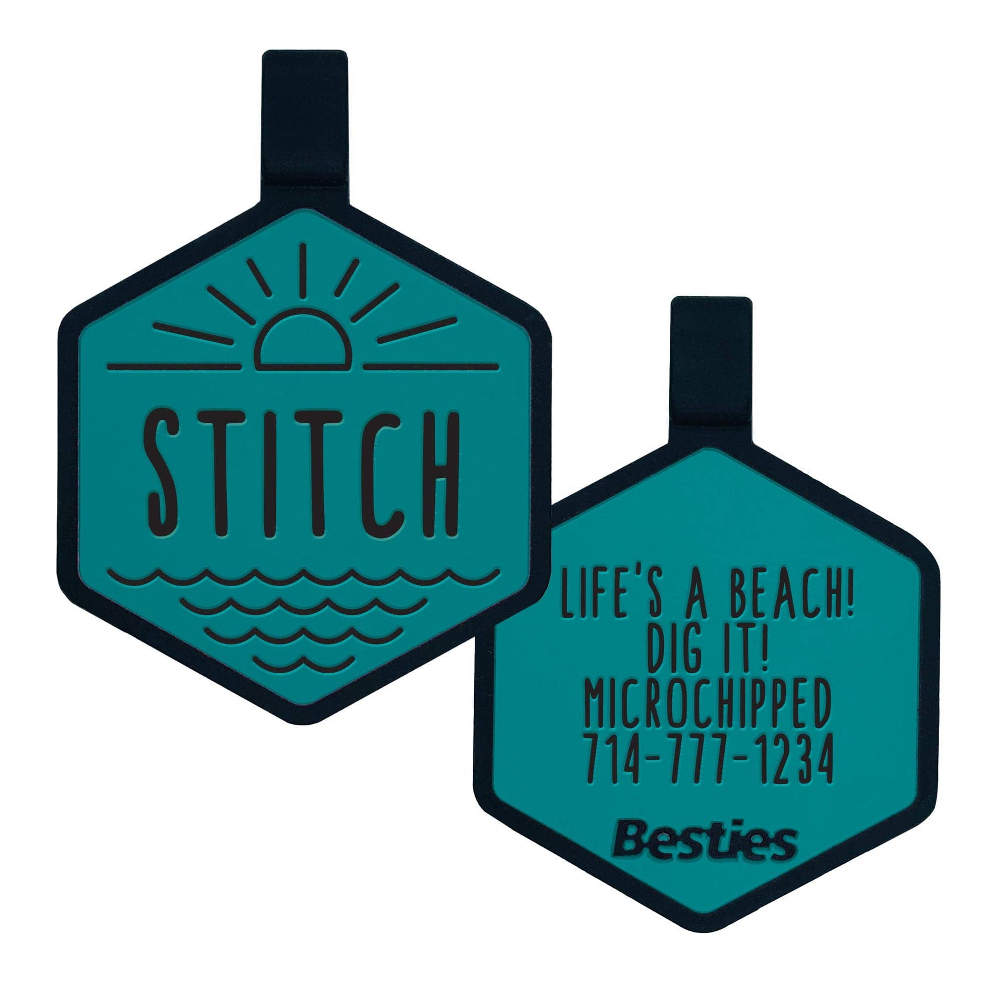 Besties Pets - Salt and Sun Silicone Dog ID Tag: Flamingo Pink