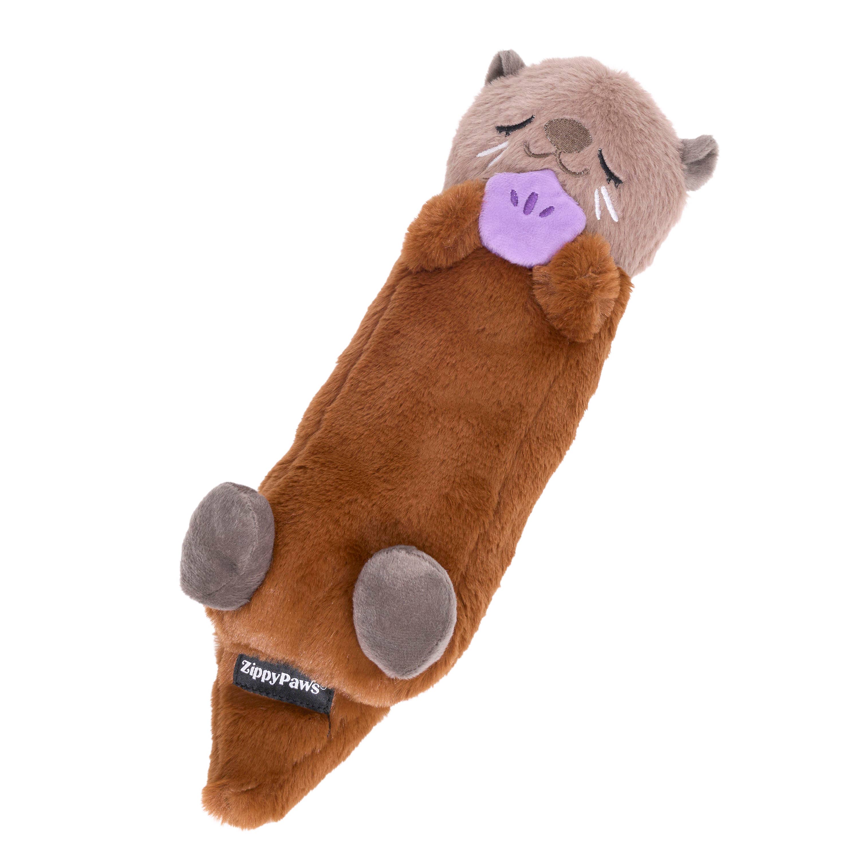 ZippyPaws - Snooziez with Shhhqueaker - Otter - Silent Dog Toy