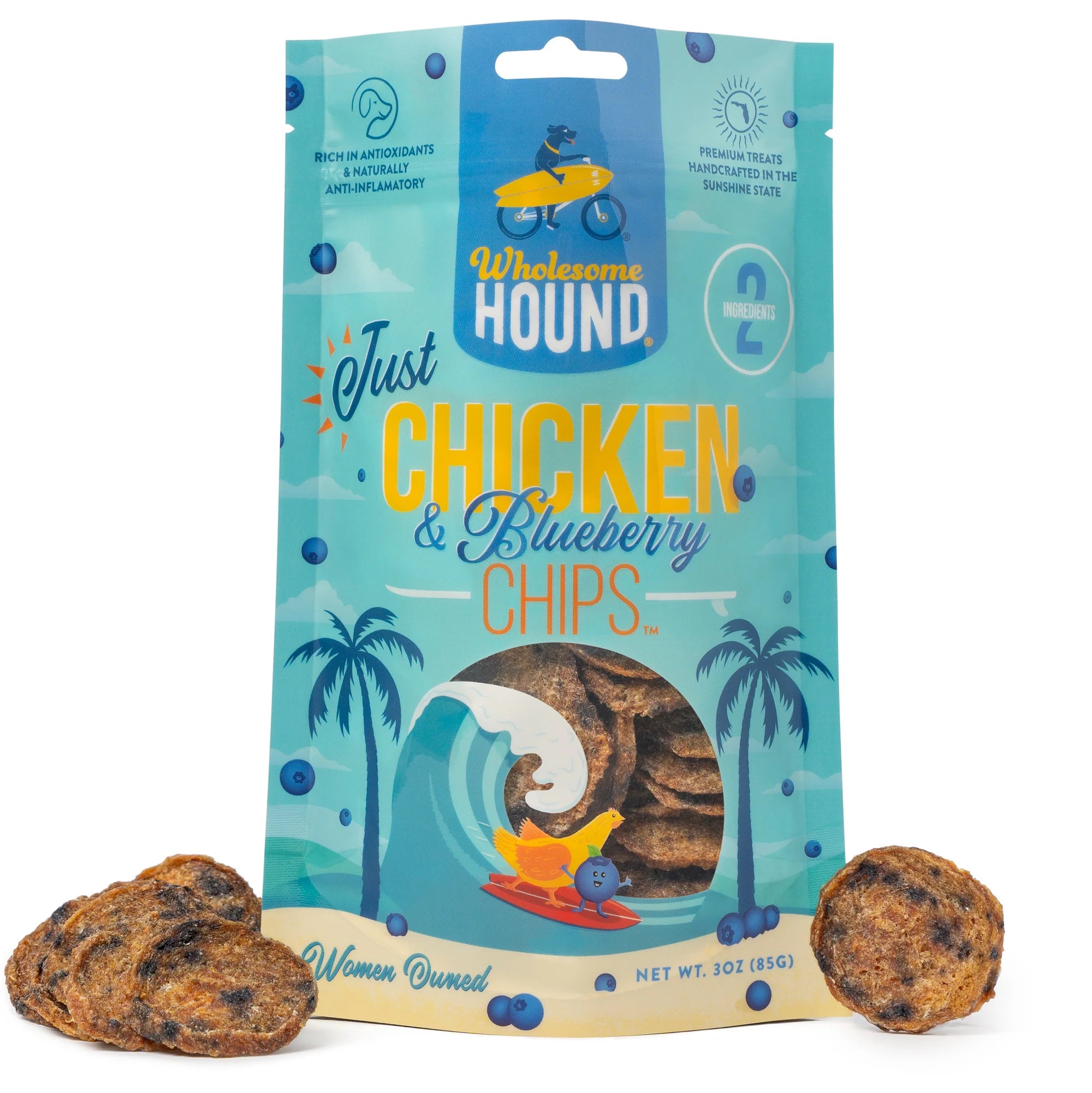 Wholesome Hound- Just Chicken & Blueberry Chips (3oz)