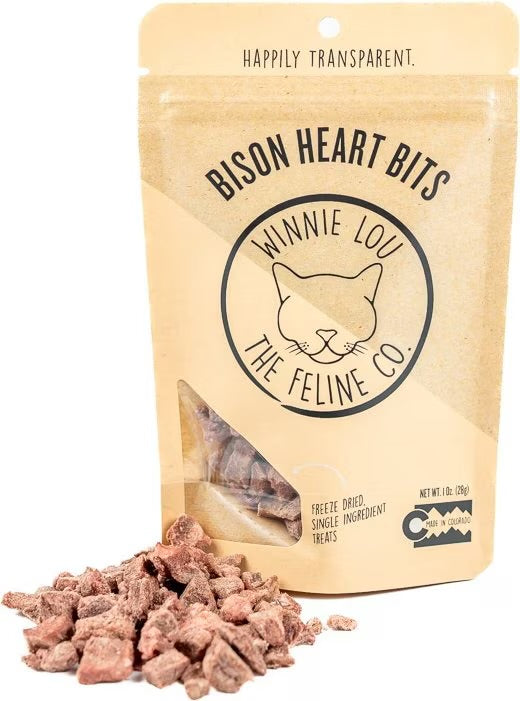 Winnie Lou- Bison Heart Bits Freeze-Dried Cat Treats, (1oz)