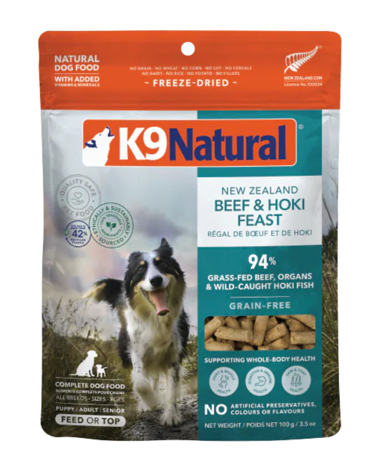 K9 natural- Beef & Hoki Feast Freeze-Dried Dog Food (3.5oz)